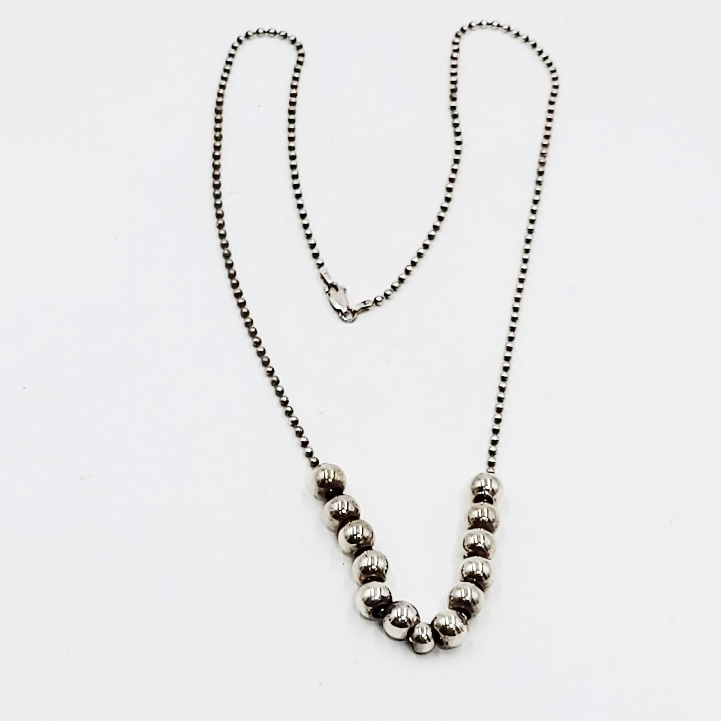 Silver Bead Chain 24" Necklace Sterling Silver "Pearls" 925 - Elevated Metaphysical