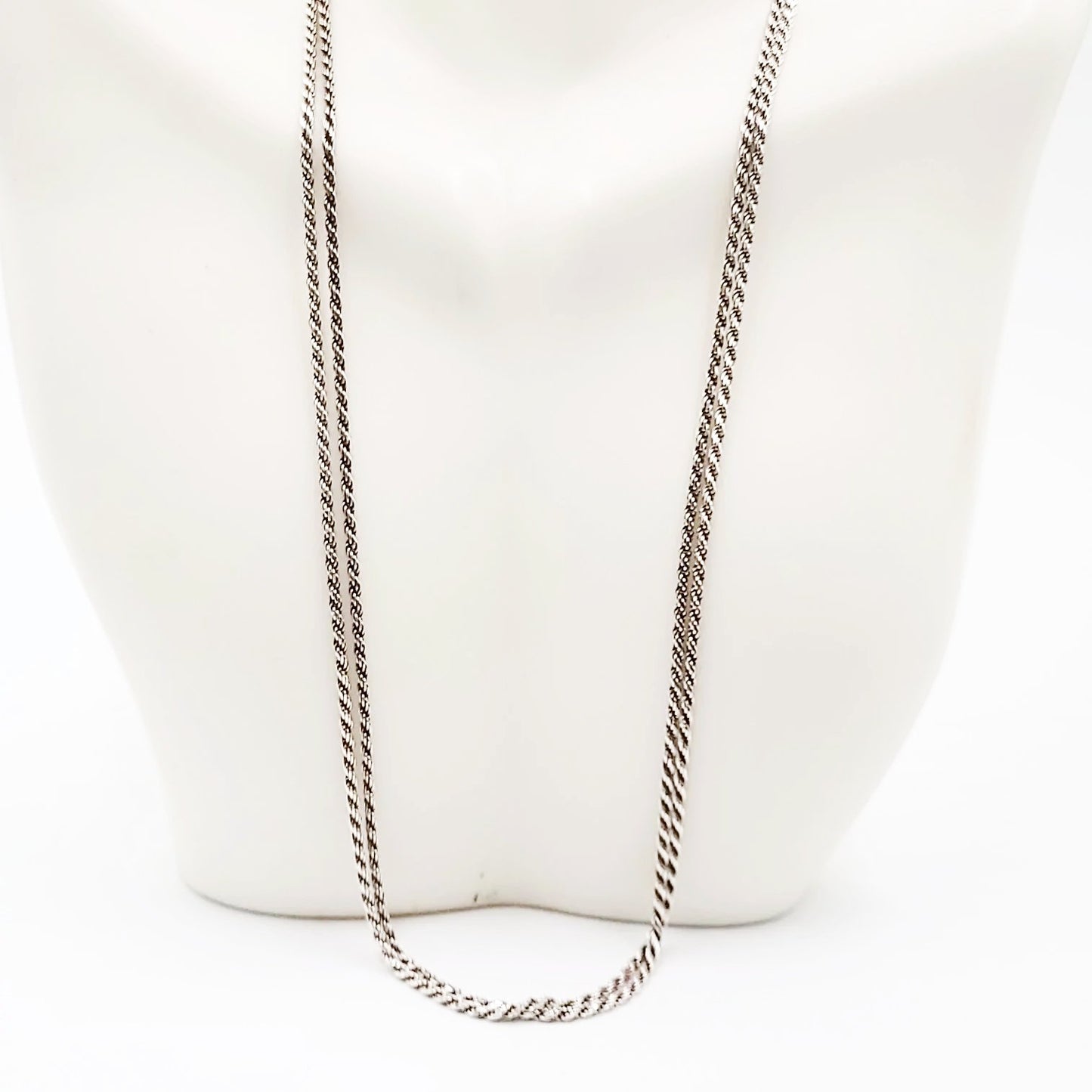 Silver Rope Chain 3' 36" Long Necklace Sterling 925