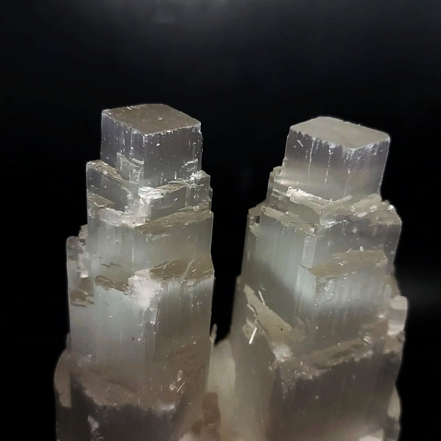 Selenite Tower Lamp Twin Iceberg Tier Rough 20cm 8"