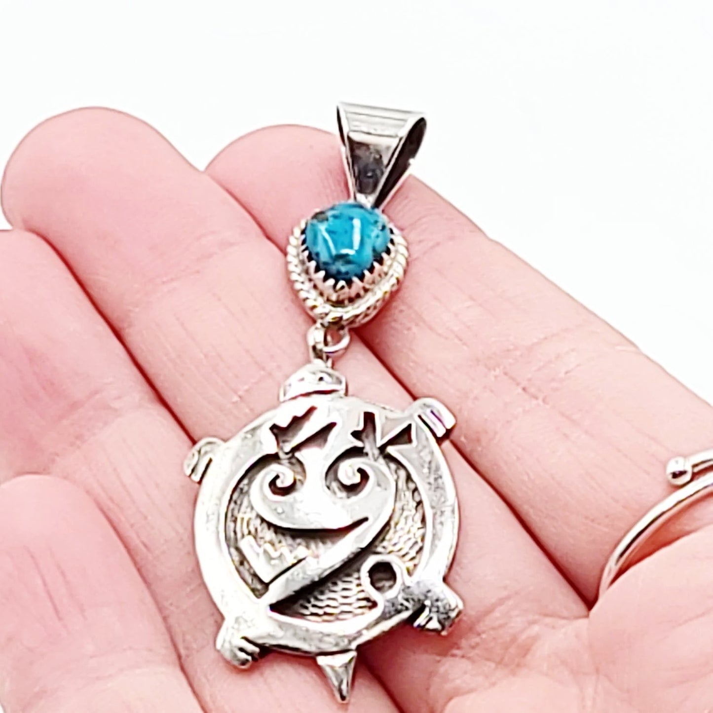 Turquoise Turtle Sterling Silver Pendant - Elevated Metaphysical