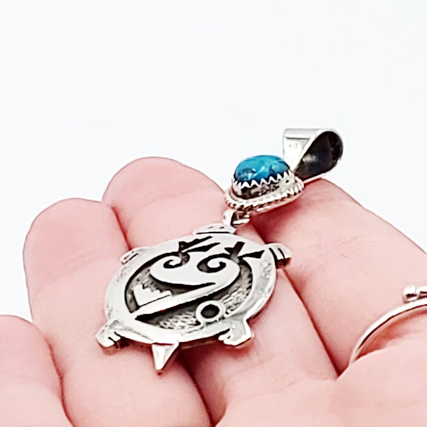 Turquoise Turtle Sterling Silver Pendant - Elevated Metaphysical
