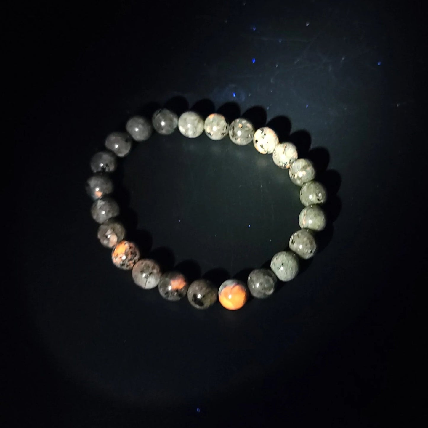 Yooperlite Bead Bracelet 8mm Emberlite UV Fluorescent