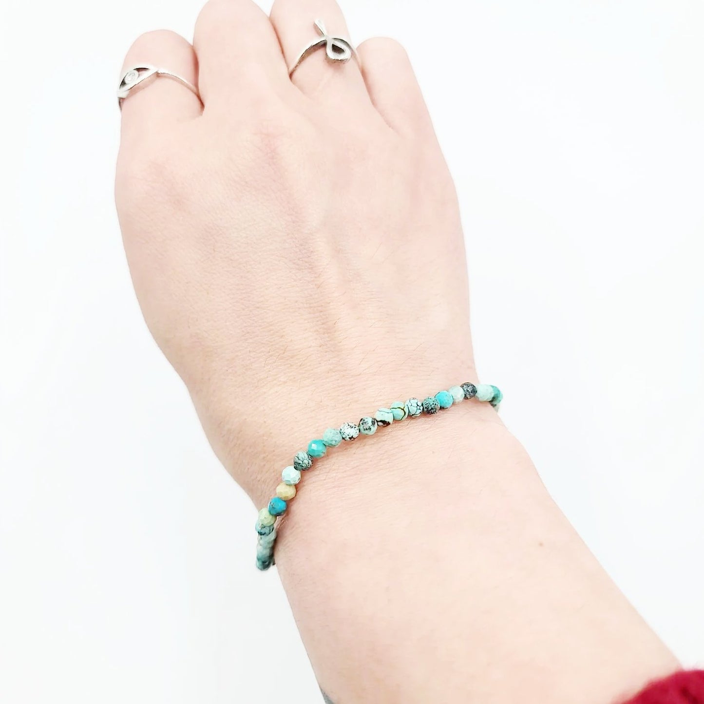 Turquoise Faceted Bead Bracelet 4mm