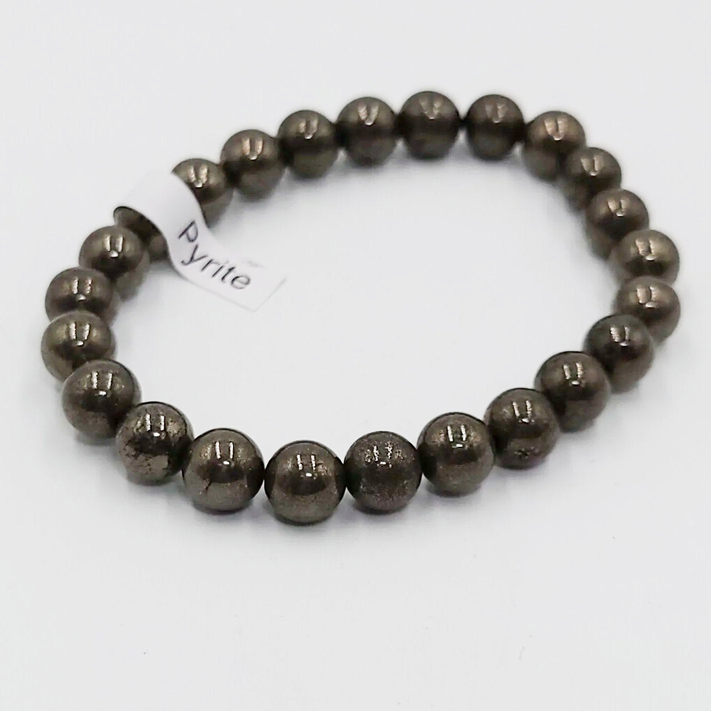 Pyrite Bead Bracelet 8mm - Elevated Metaphysical