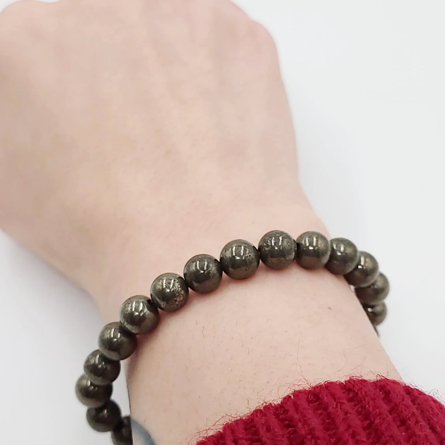 Pyrite Bead Bracelet 8mm - Elevated Metaphysical
