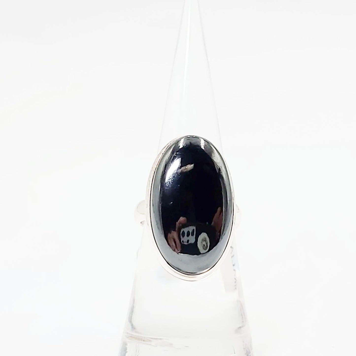 Hematite Solitaire Ring Sterling Silver
