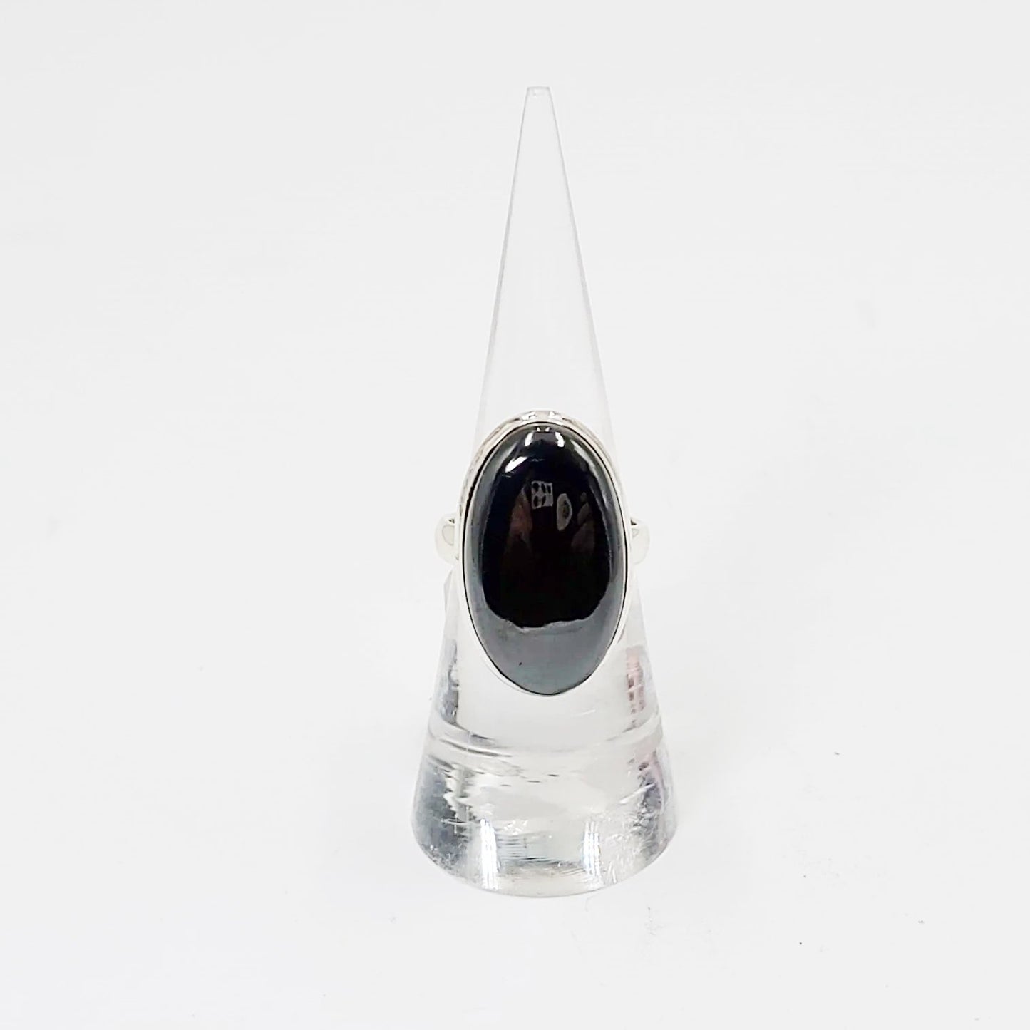 Hematite Solitaire Ring Sterling Silver