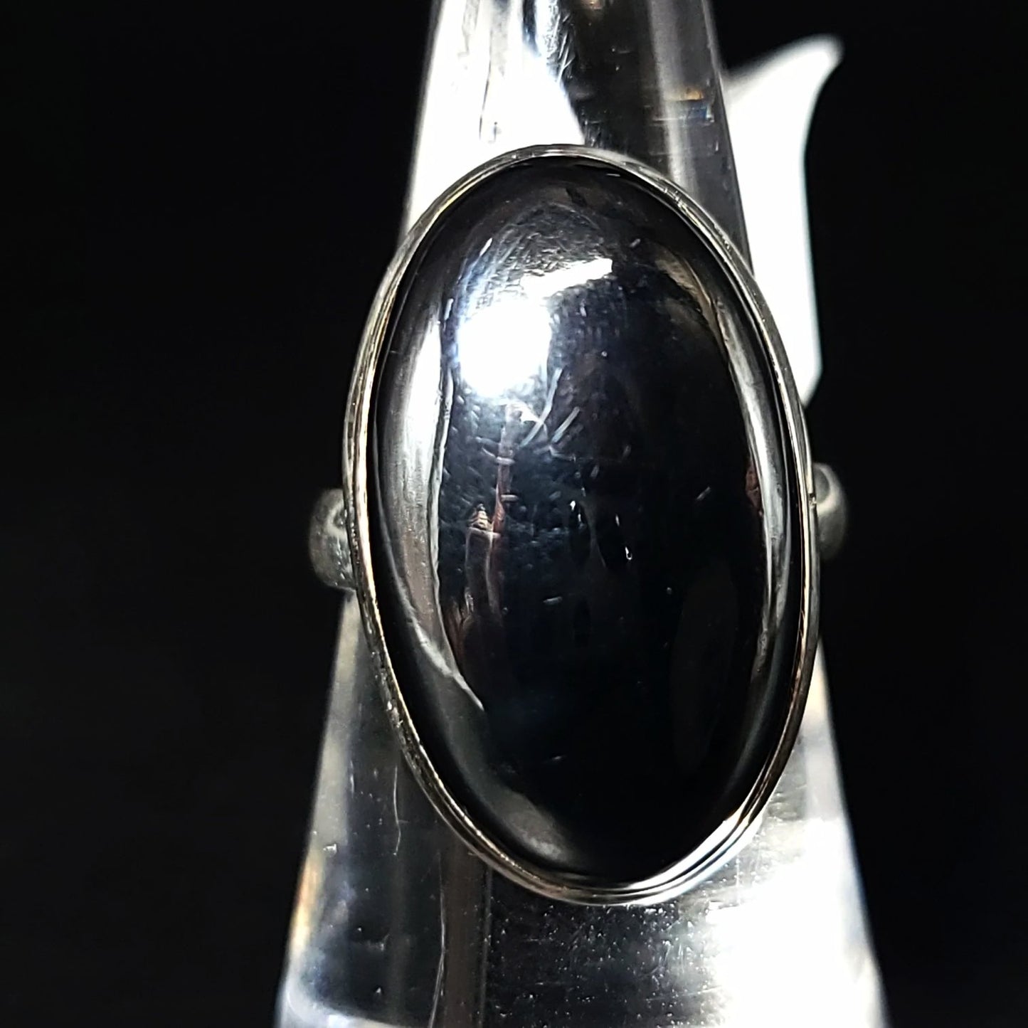 Hematite Solitaire Ring Sterling Silver