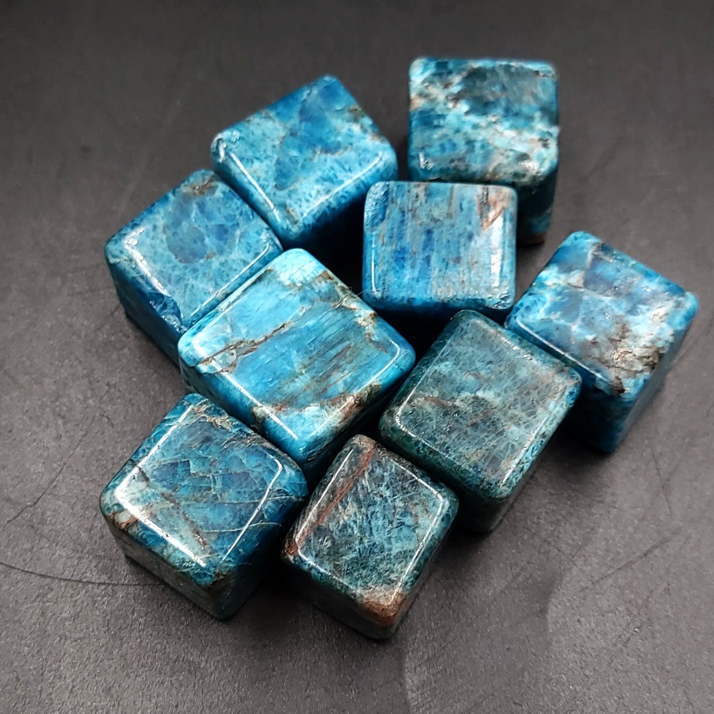 Blue Apatite Cube Tumbled Stone HQ - Elevated Metaphysical