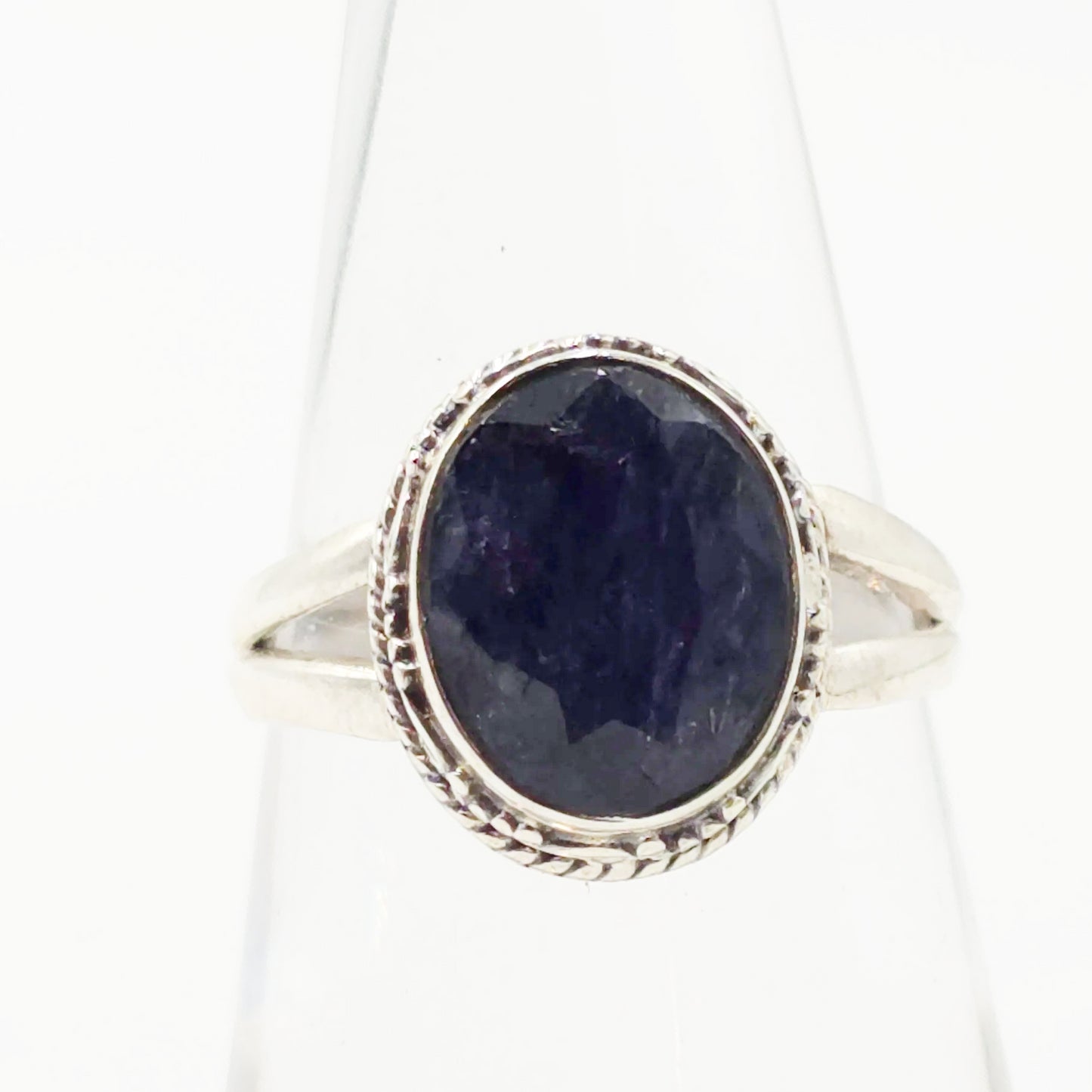 Sapphire Ring Sterling Silver Size 7 Solitaire