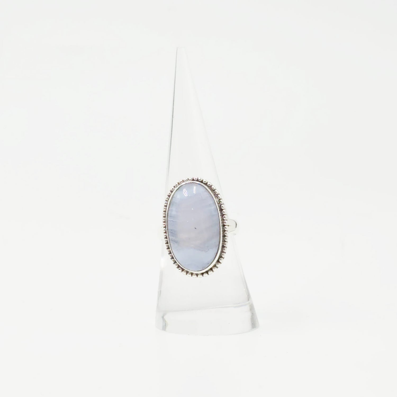 Blue Lace Agate Ring Sterling Silver Size 8 - Elevated Metaphysical