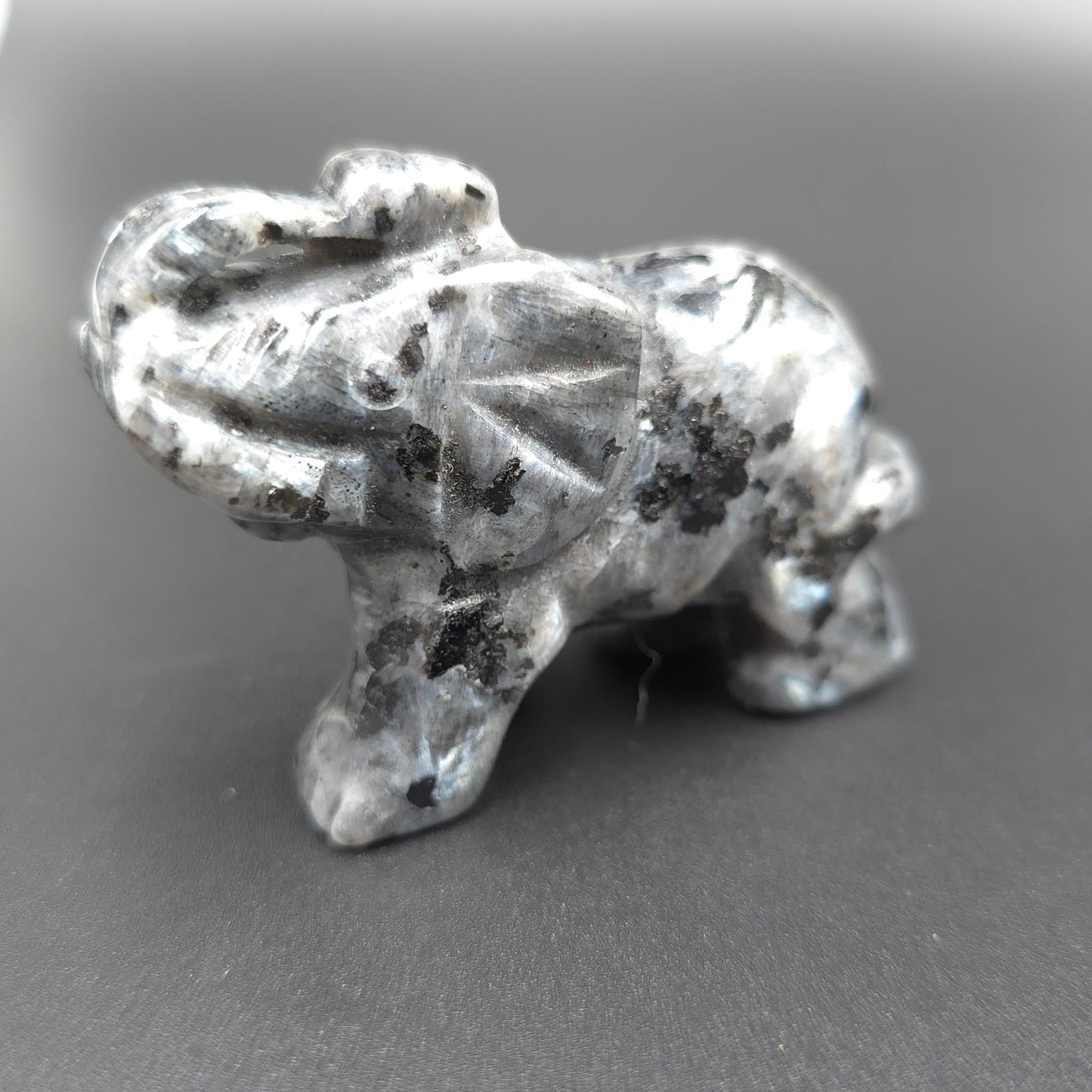 Labradorite Elephant Figurine 2" 50mm