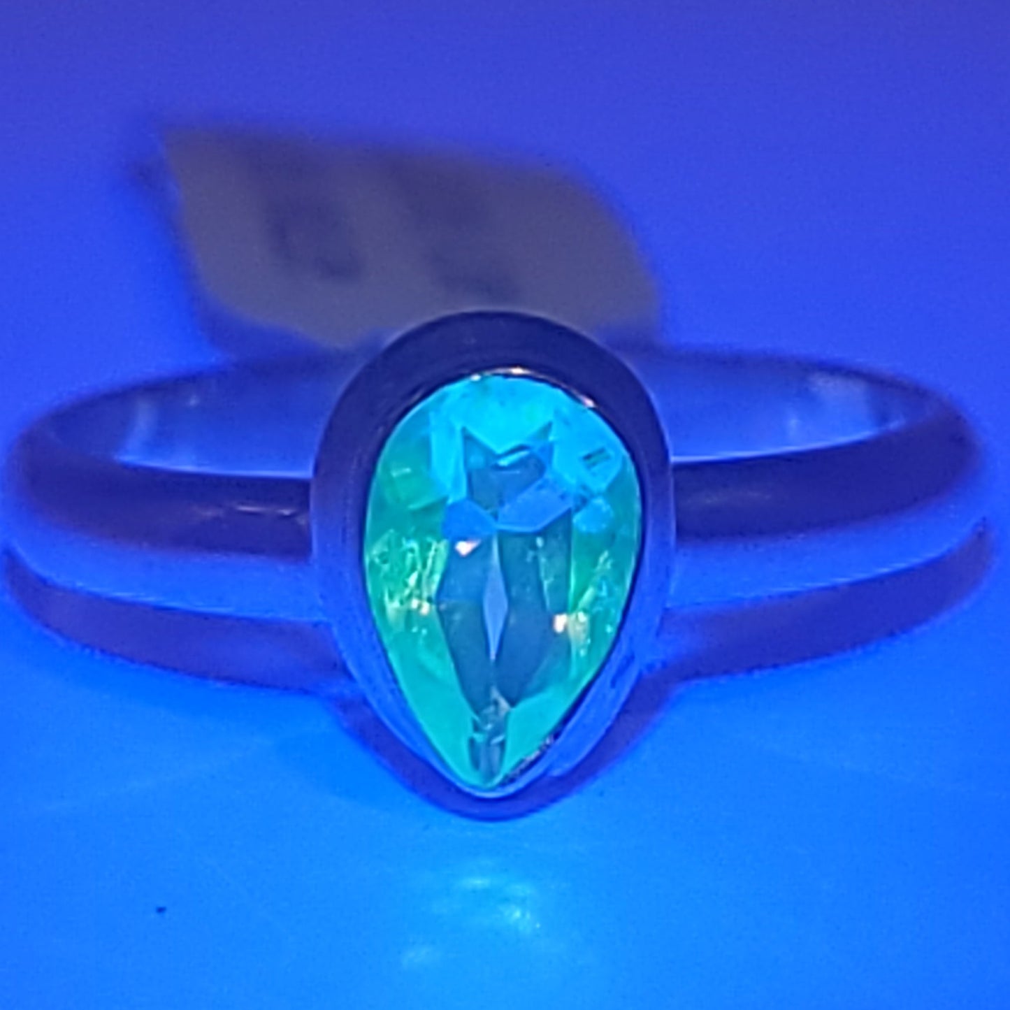 Hyalite Opal Pear Ring Sterling Silver Band Size 8