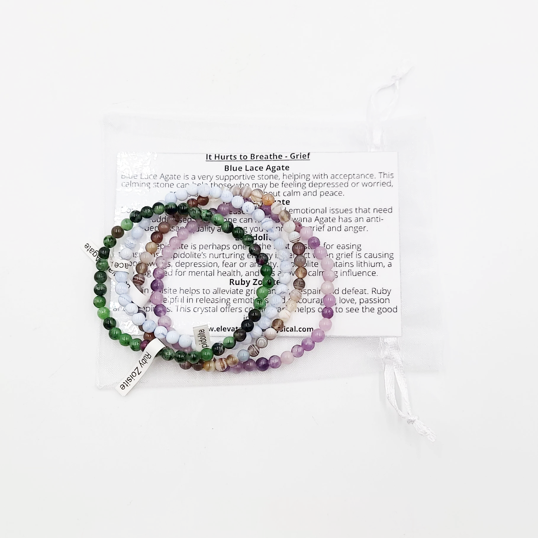 It Hurts to Breathe - Grief Bracelet Set 4mm Bead Bracelets - Elevated Metaphysical