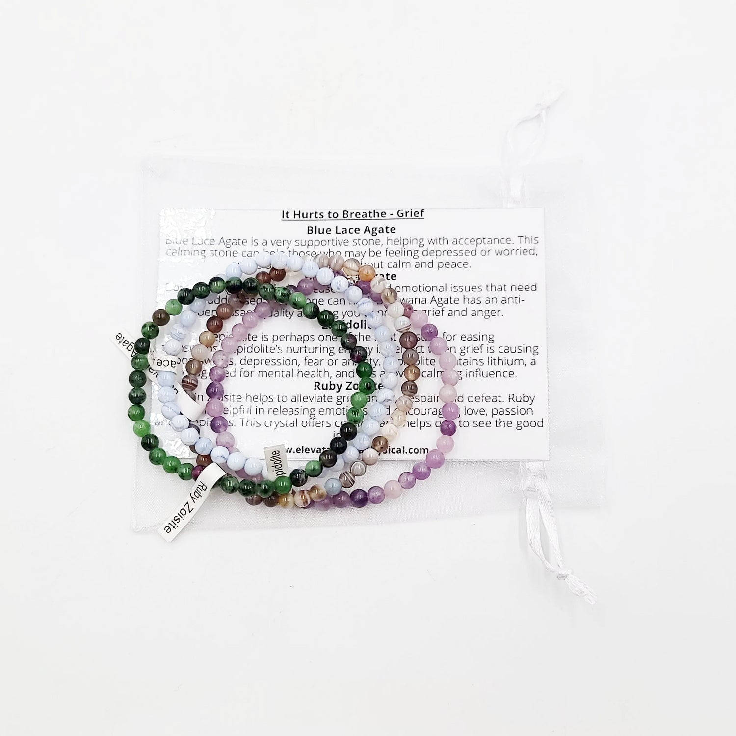 It Hurts to Breathe - Grief Bracelet Set 4mm Bead Bracelets - Elevated Metaphysical