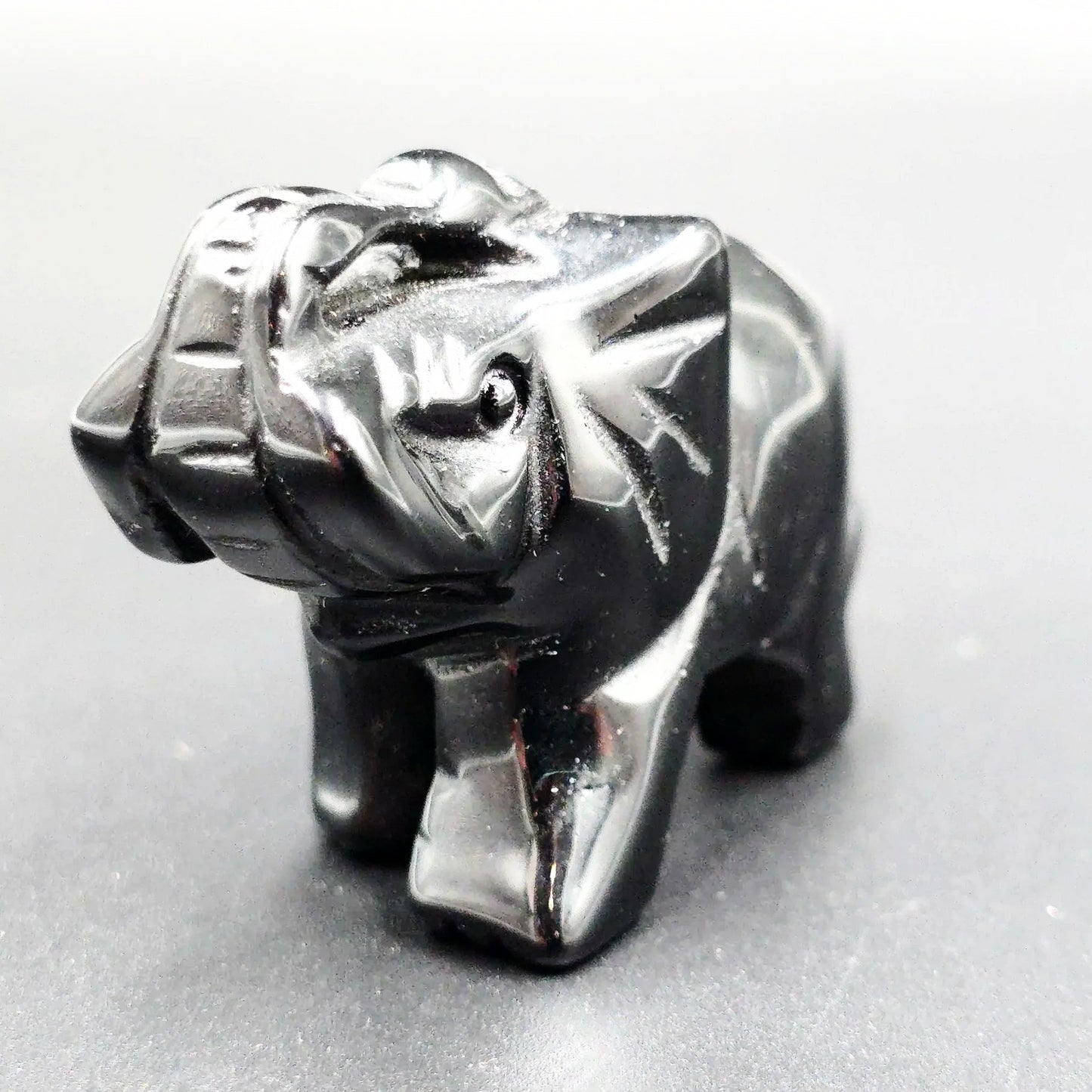 Black Onyx Elephant Figurine 2" 50mm - Elevated Metaphysical