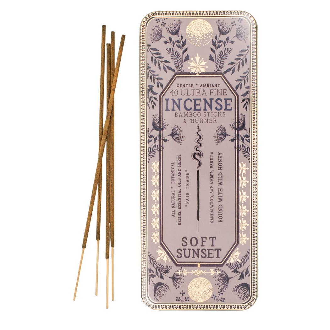 Soft Sunset 40 Premium Incense Sticks & Burner Set