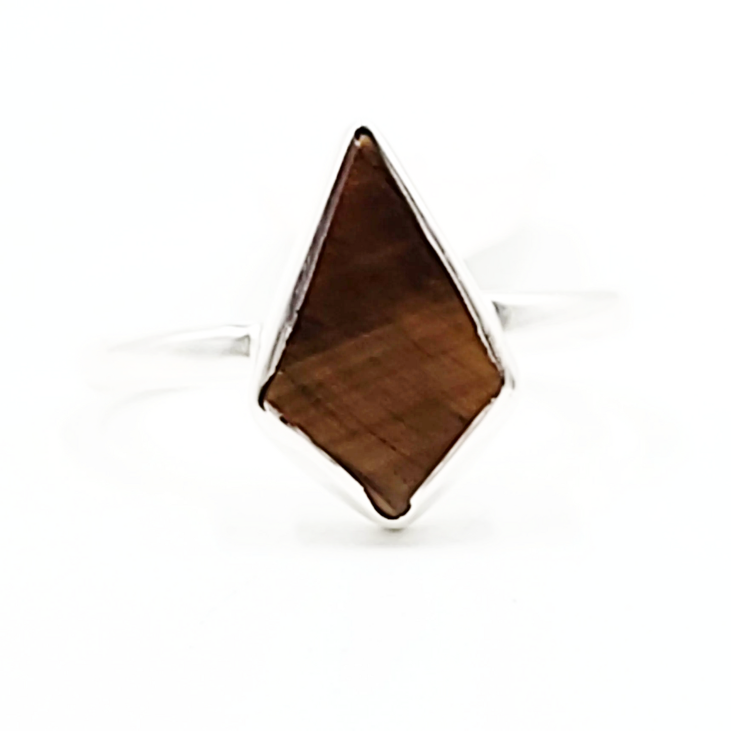 Tiger Eye Shield Ring Sterling Silver Size 8