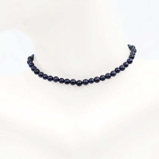 Blue Goldstone Bead Bracelet 4mm Blue Sandstone - Elevated Metaphysical