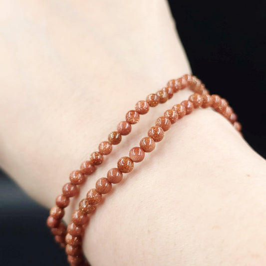 Goldstone Bead Bracelet 4mm Gold Sandstone - Elevated Metaphysical