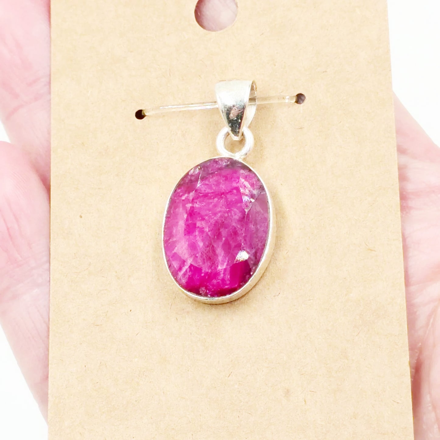 Ruby Pendant Sterling Silver