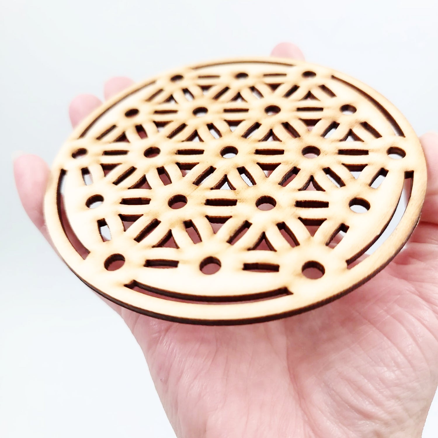 Wood Display Wooden Coaster Plate 4.5" 155mm - Elevated Metaphysical