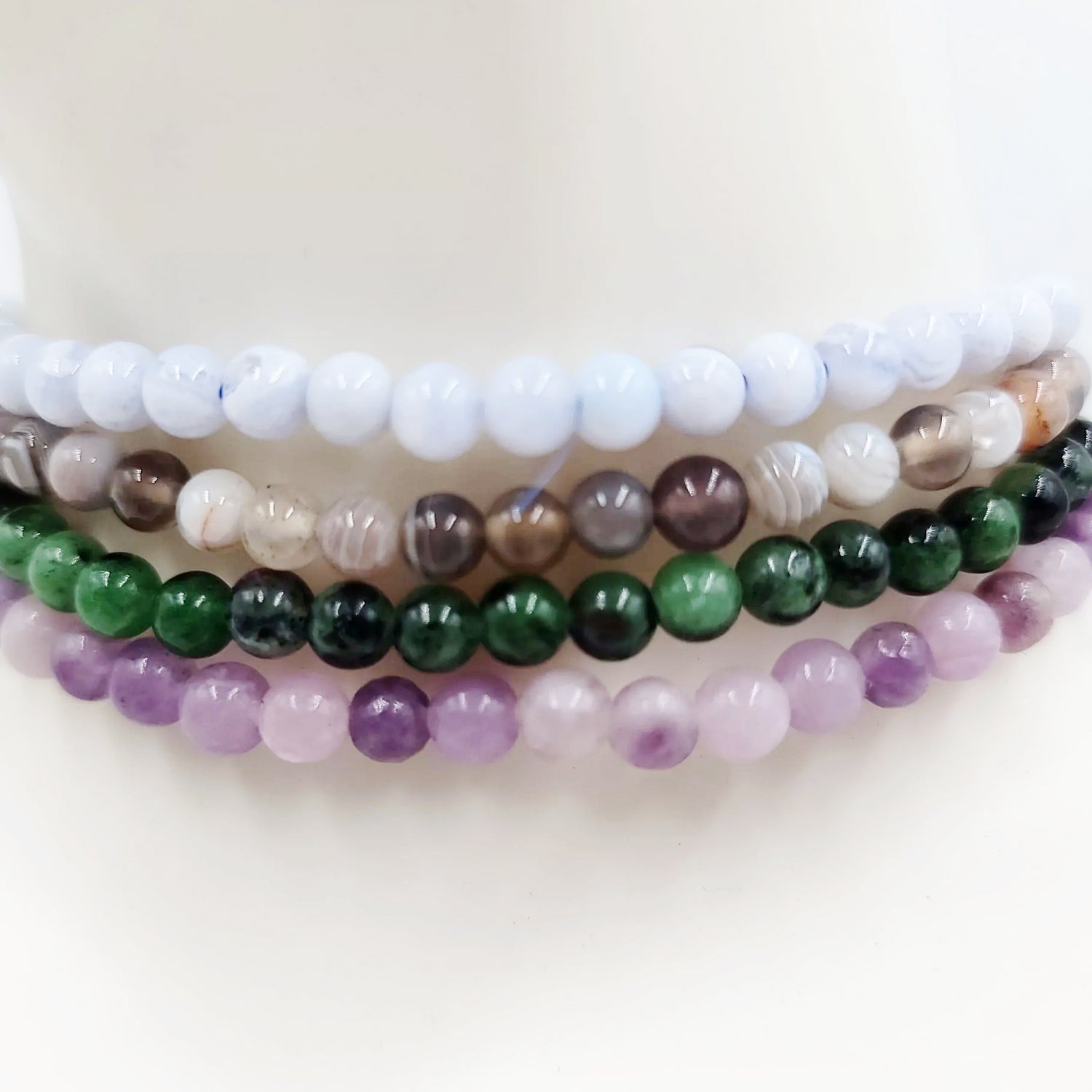 It Hurts to Breathe - Grief Bracelet Set 4mm Bead Bracelets - Elevated Metaphysical