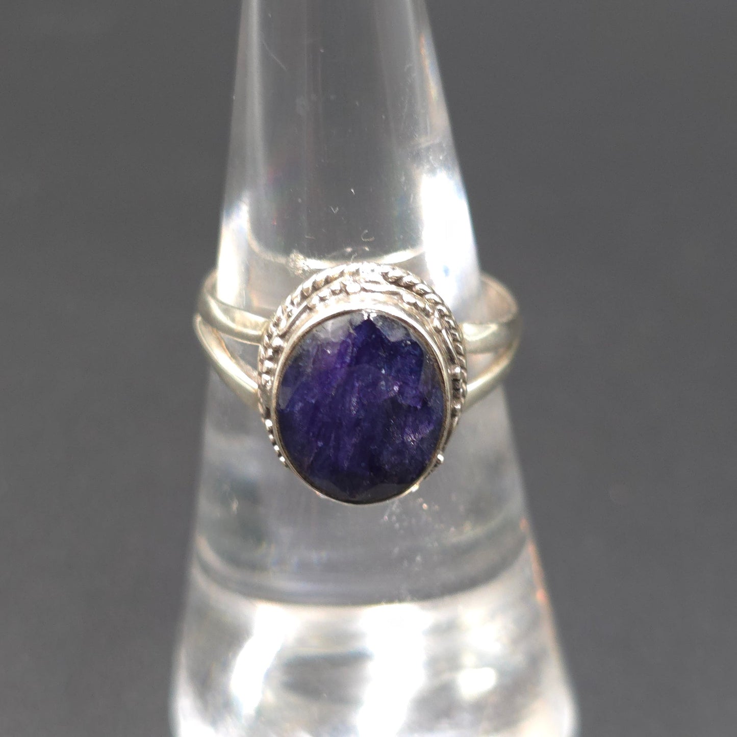 Sapphire Ring Sterling Silver Size 7 Solitaire