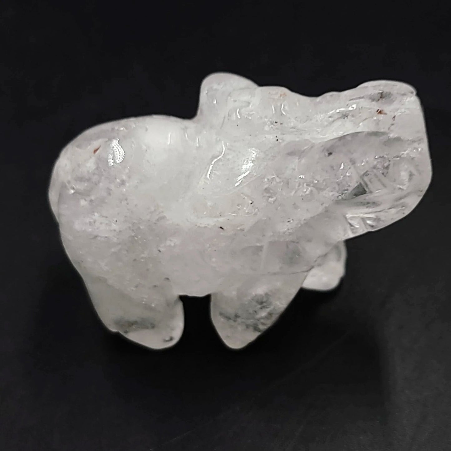 Clear Quartz Elephant Figurine 2" 50mm