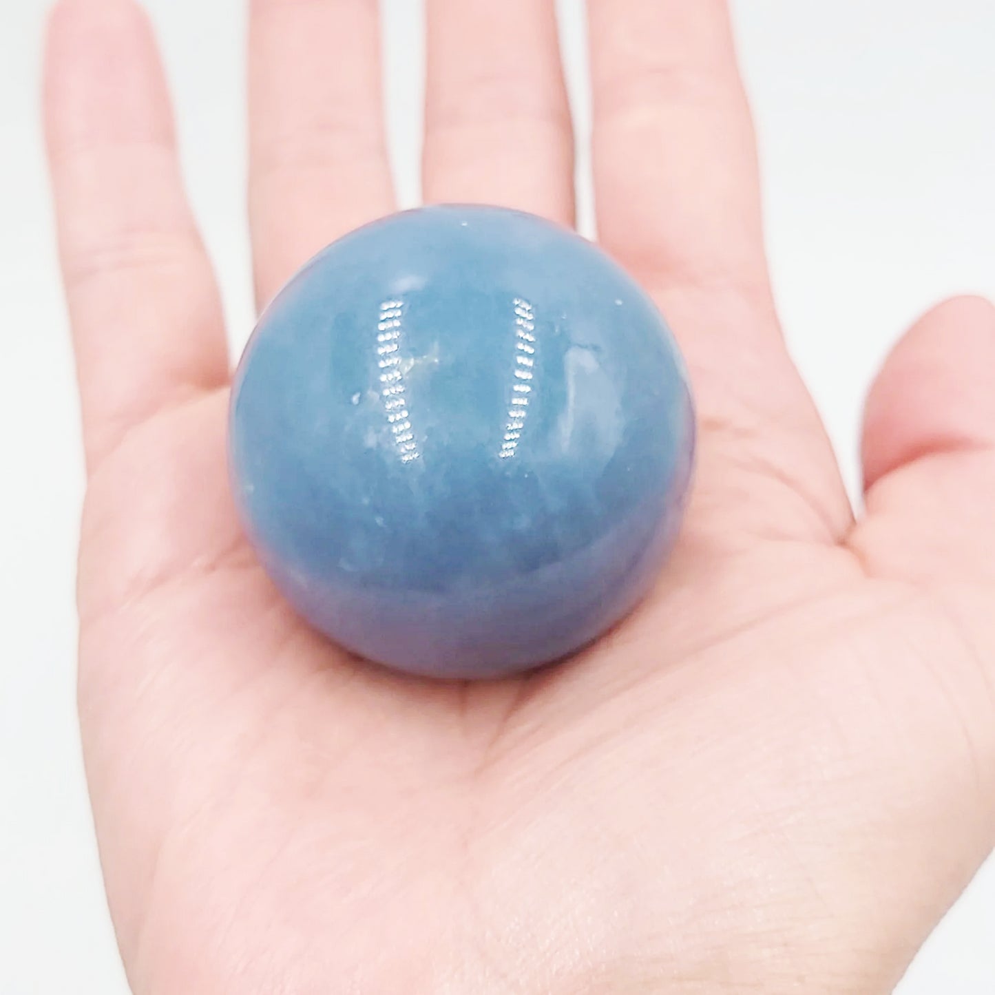 Angelite Sphere 45mm 1.8" 135g 4.8oz - Elevated Metaphysical