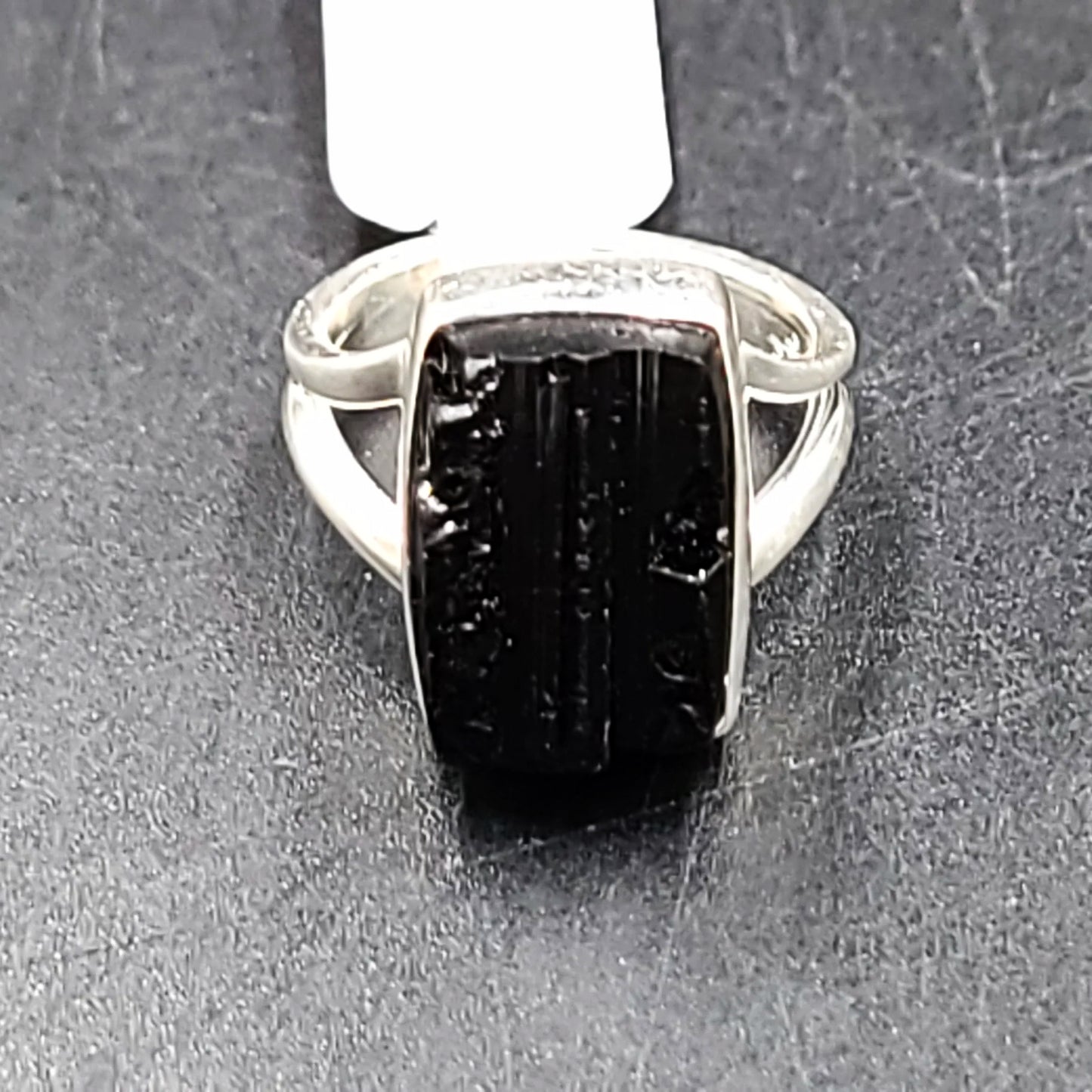 Black Tourmaline Ring Sterling Silver Band Size 5