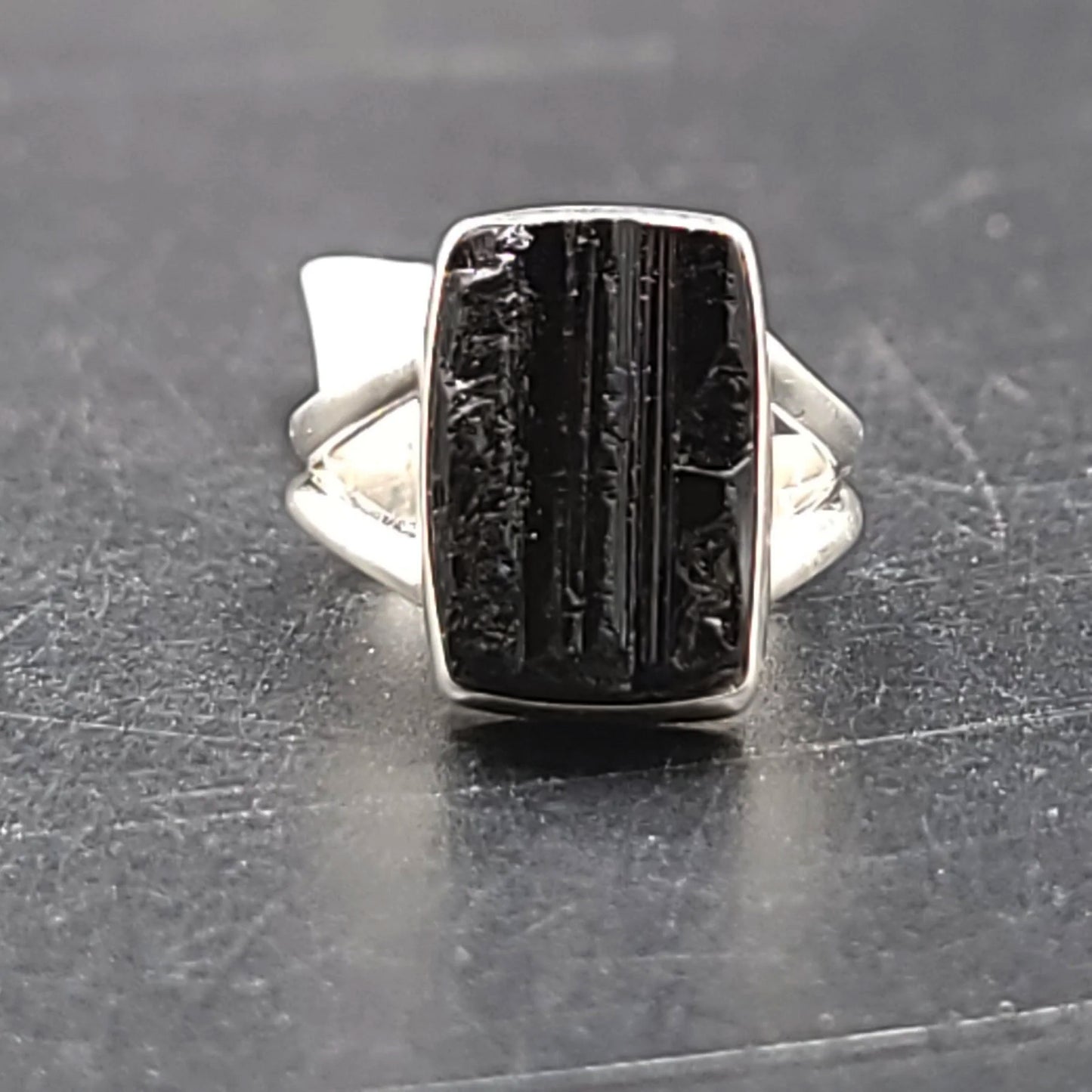 Black Tourmaline Ring Sterling Silver Band Size 5