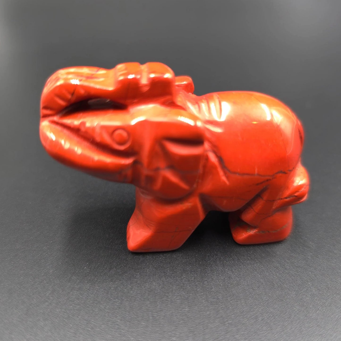 Red Jasper Elephant Figurine 2" 50mm - Elevated Metaphysical