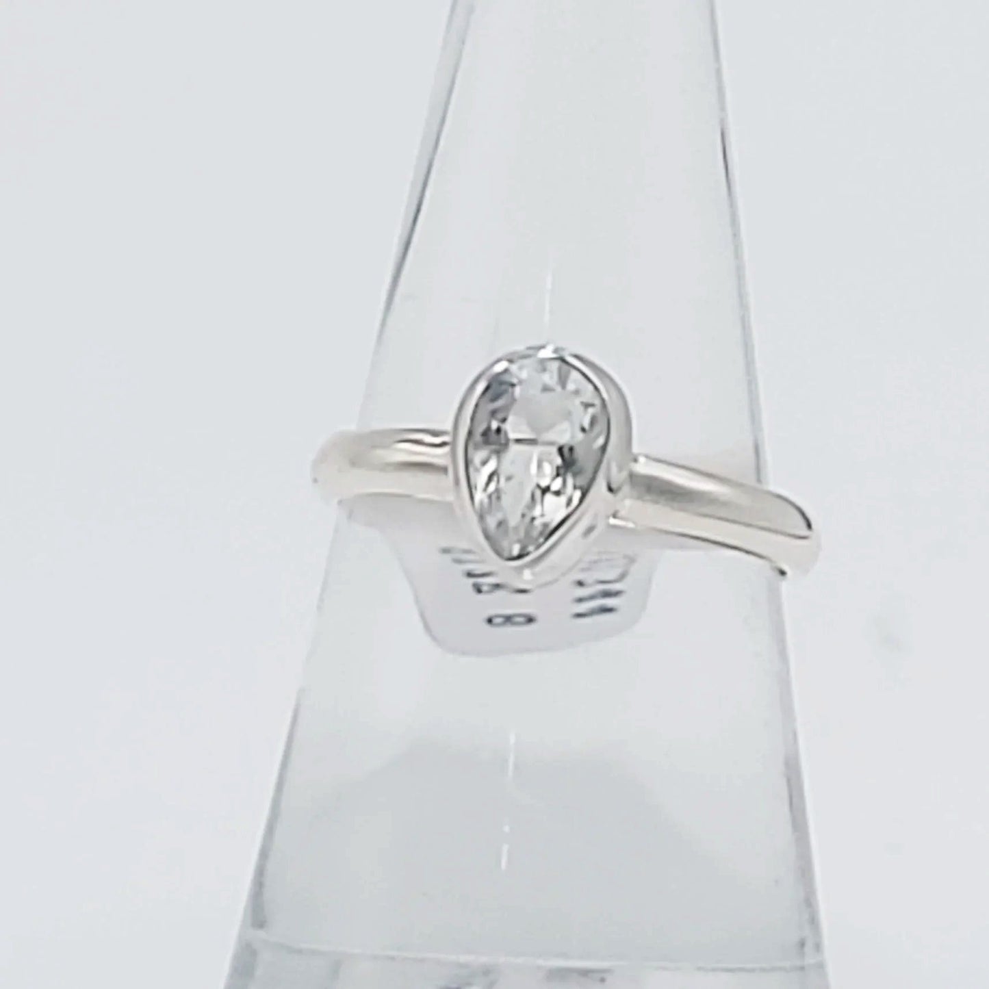 Hyalite Opal Pear Ring Sterling Silver Band Size 8