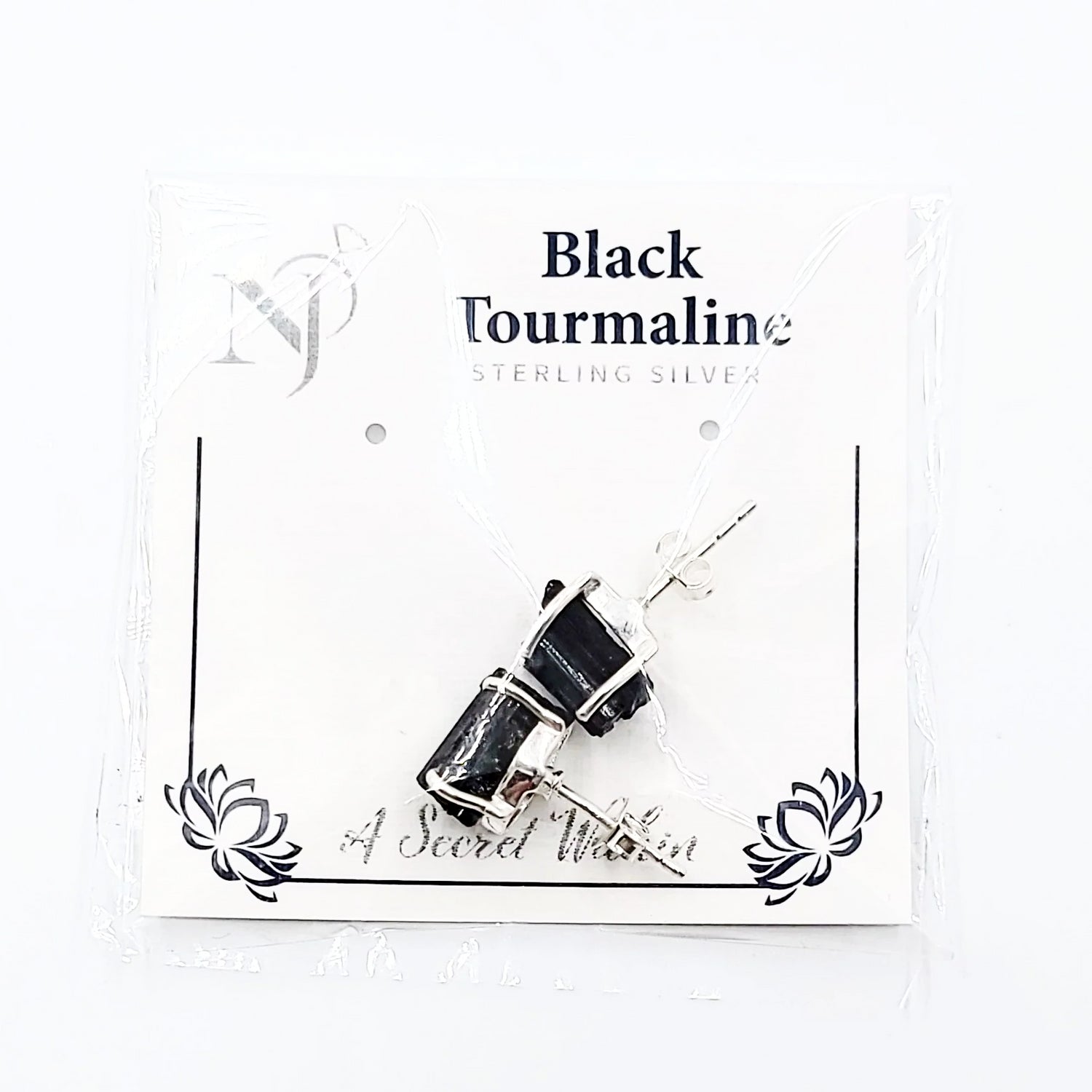 Black Tourmaline Earrings Rough Sterling Silver Stud - Elevated Metaphysical