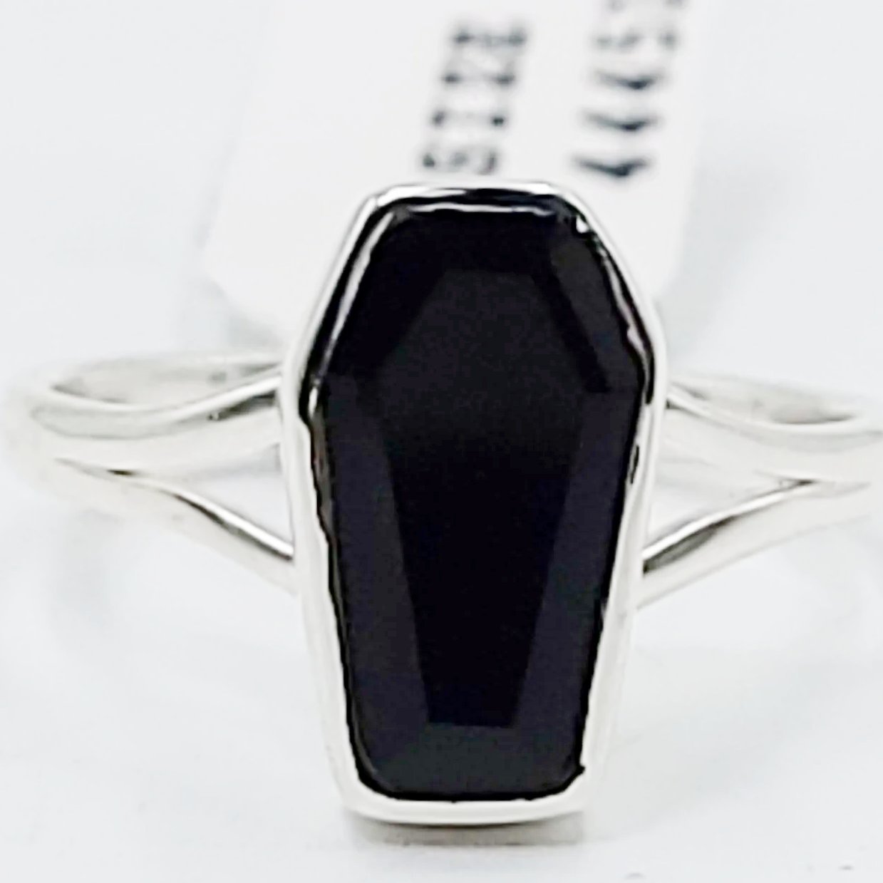 Black Onyx Coffin Ring Sterling Silver Size 10