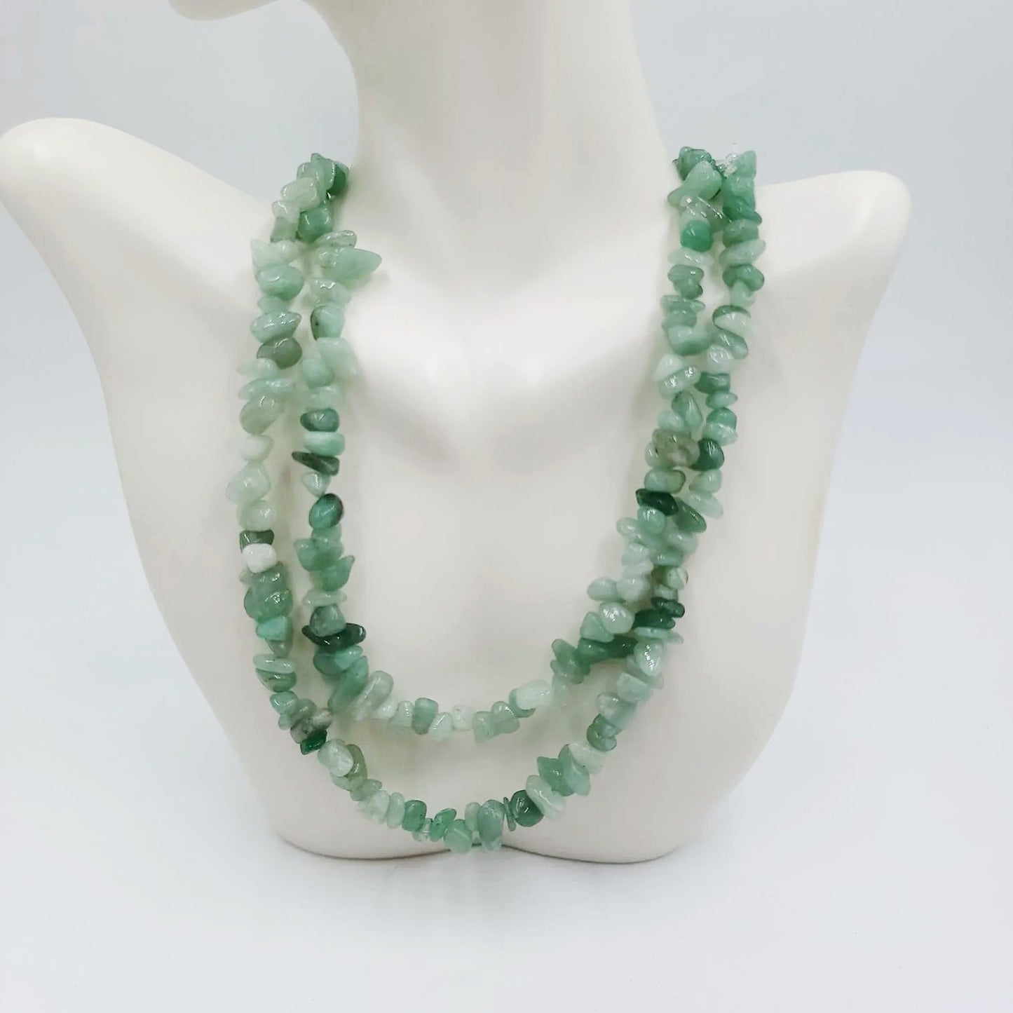 Green Aventurine Chip Necklace 32"