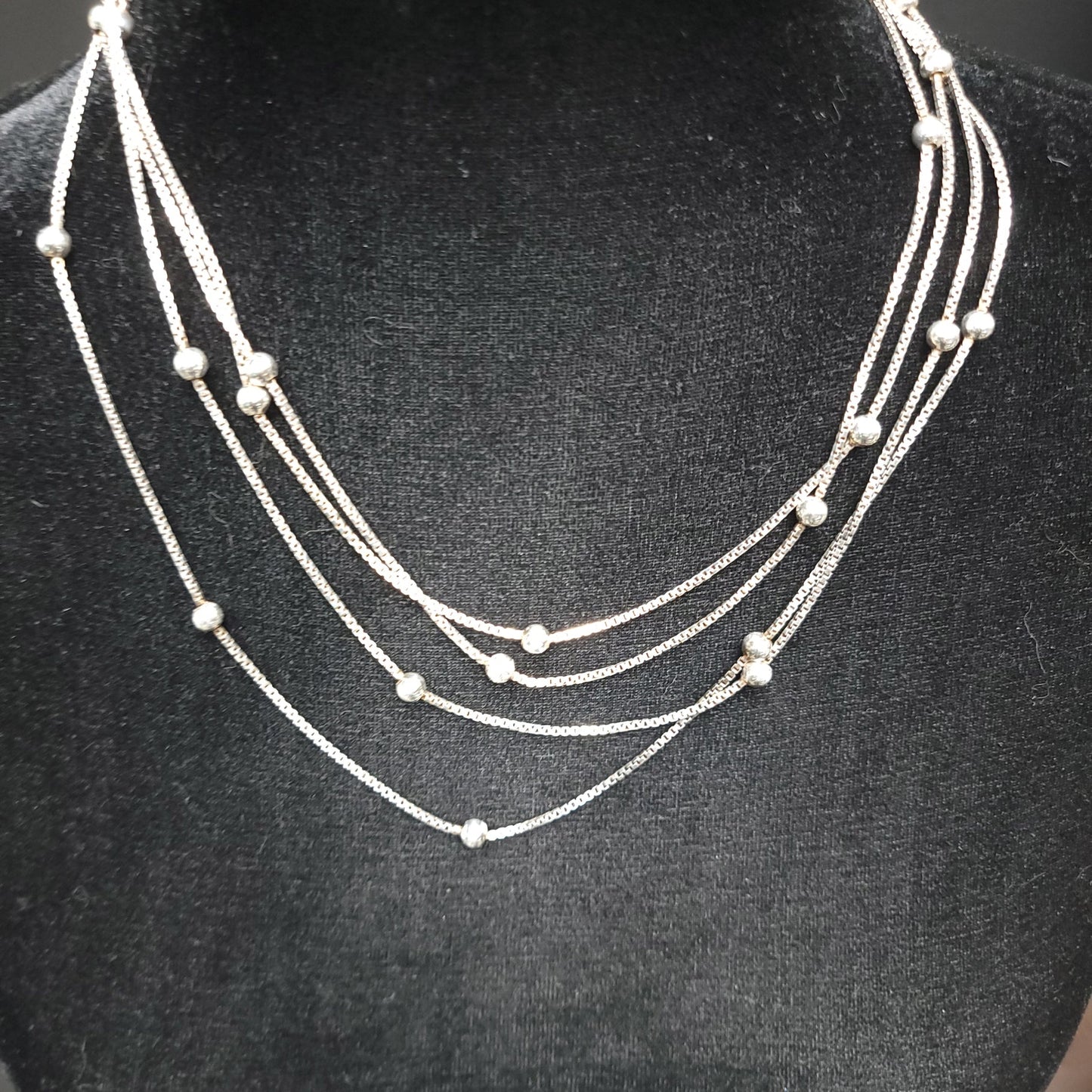 Sterling Silver Box Link Necklace with Silver Beads, 80" and 28.8 Grams - Elevated Metaphysical