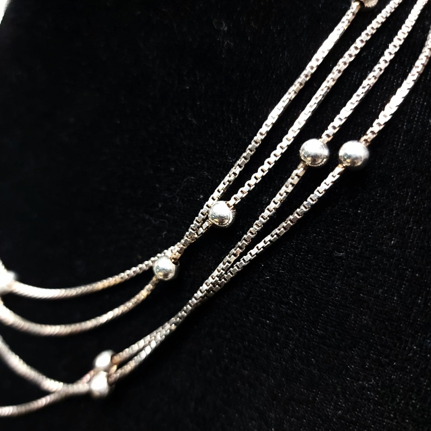 Sterling Silver Box Link Necklace with Silver Beads, 80" and 28.8 Grams - Elevated Metaphysical