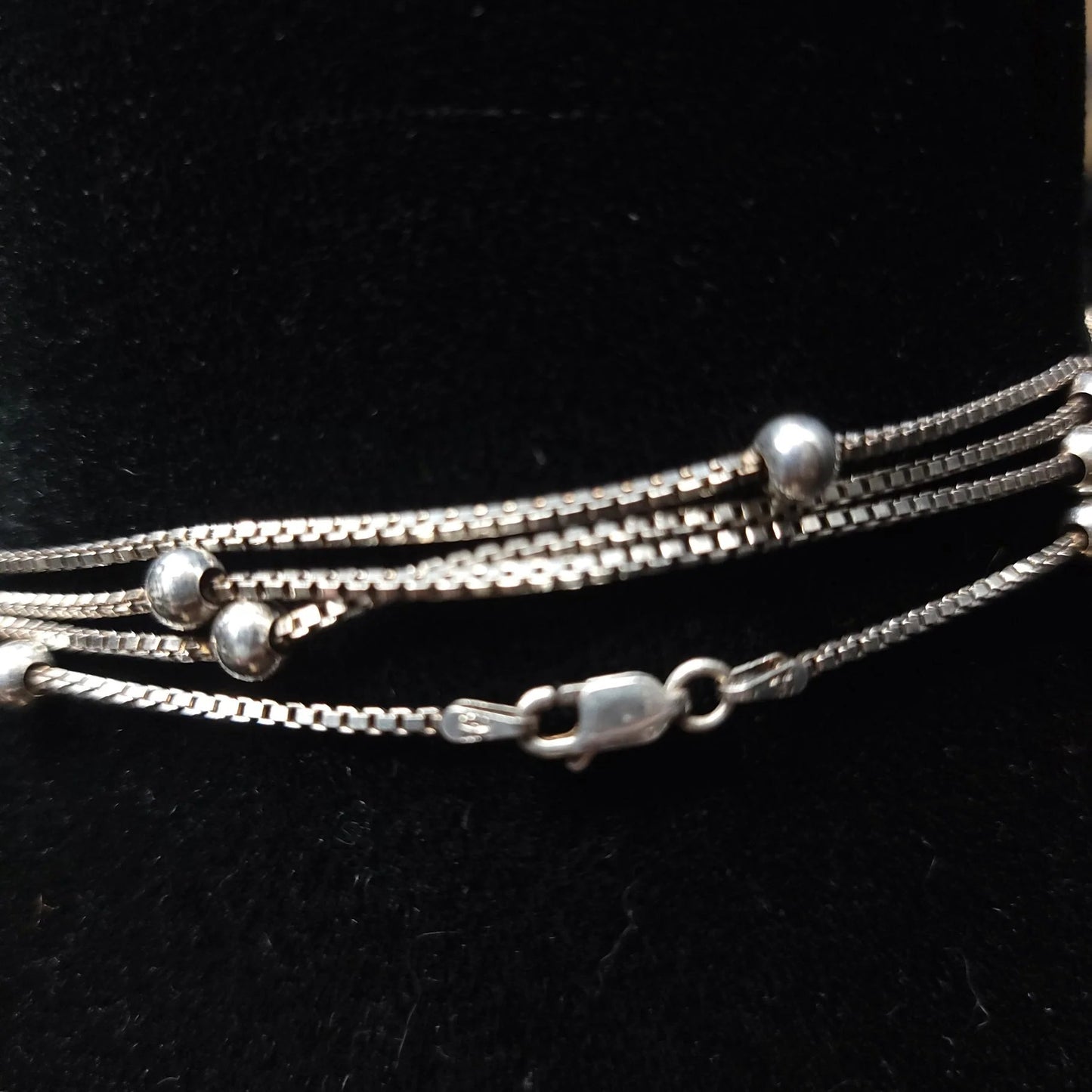 Sterling Silver Box Link Necklace with Silver Beads, 80" and 28.8 Grams - Elevated Metaphysical