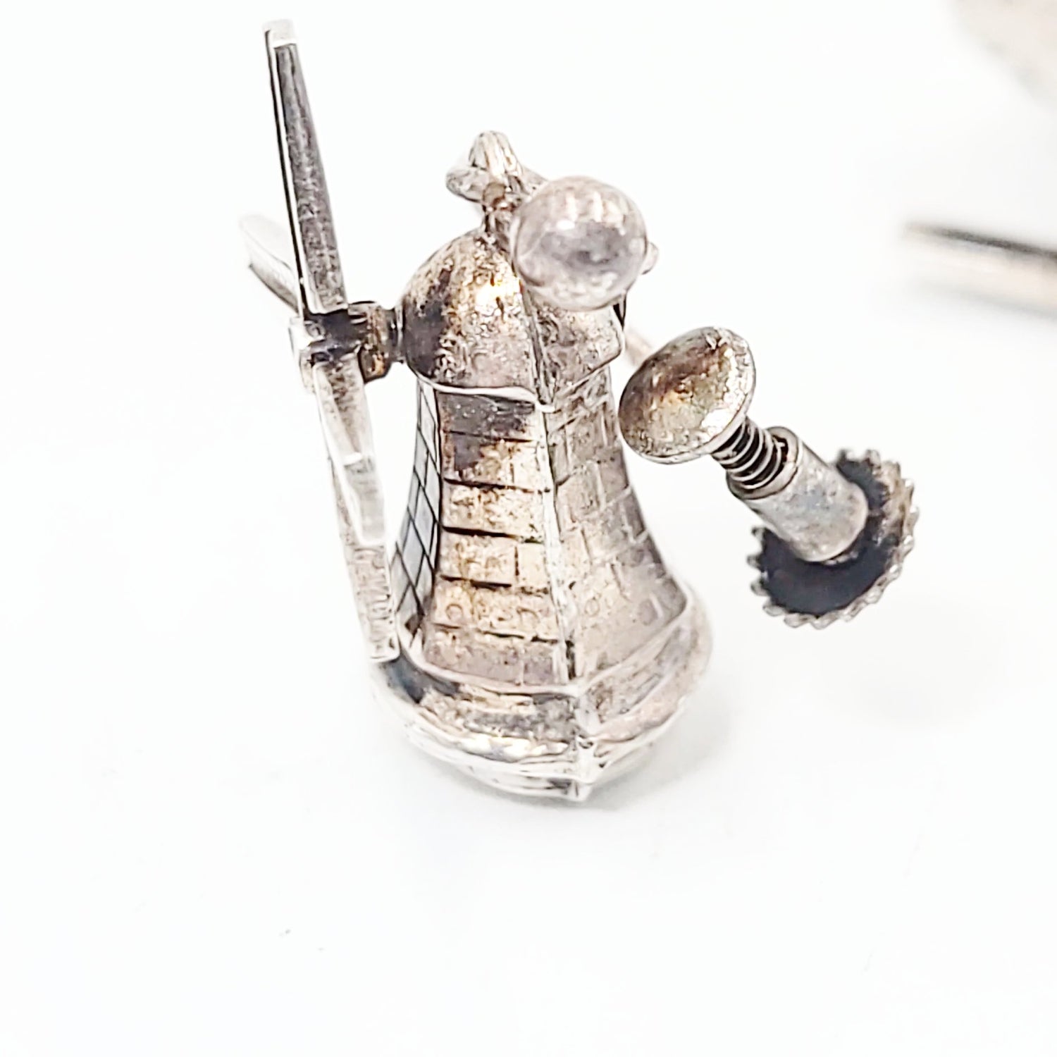 Sterling Silver Windmill Earrings Hinge Clip-On, 3D, Movable - Elevated Metaphysical