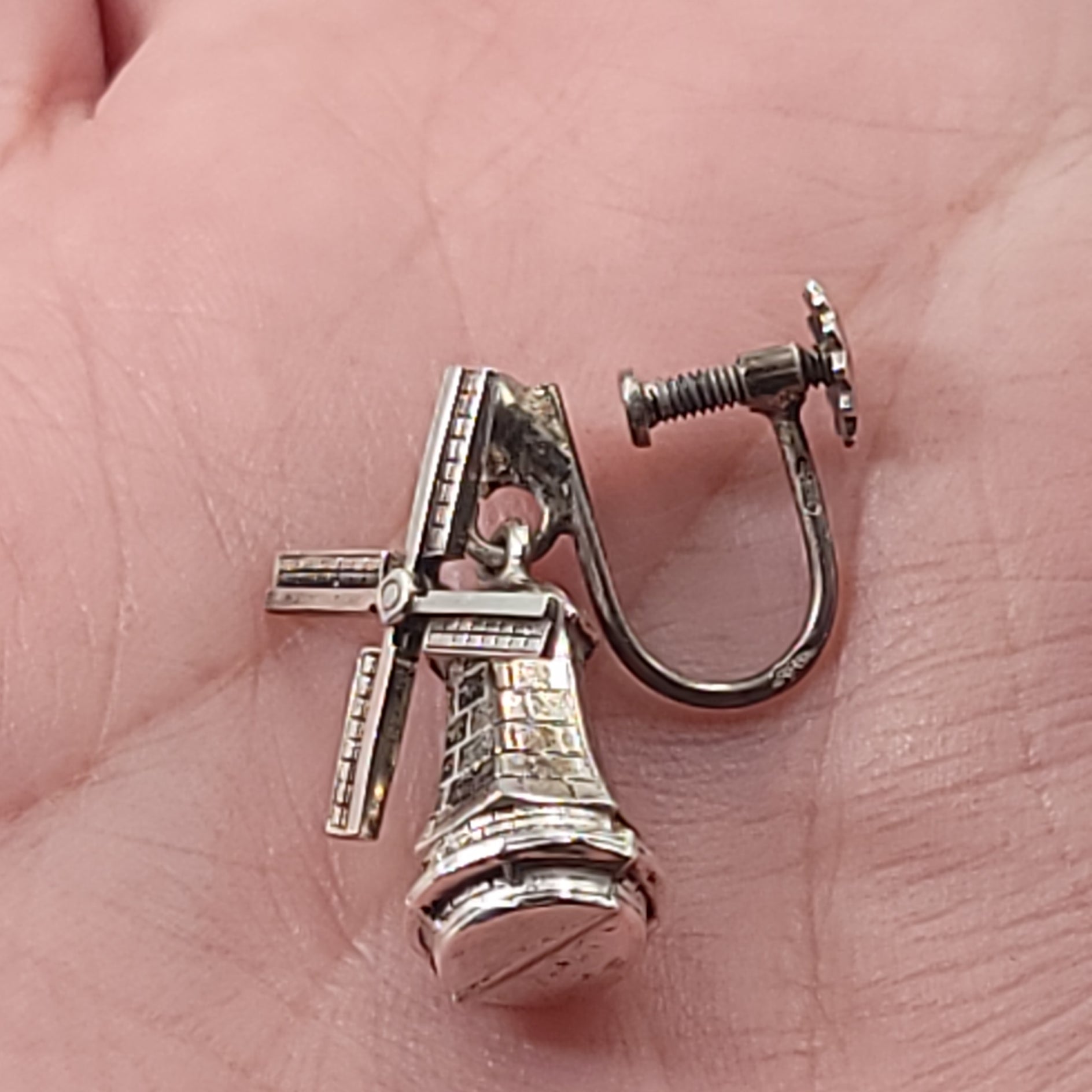 Sterling Silver Windmill Earrings Hinge Clip-On, 3D, Movable - Elevated Metaphysical