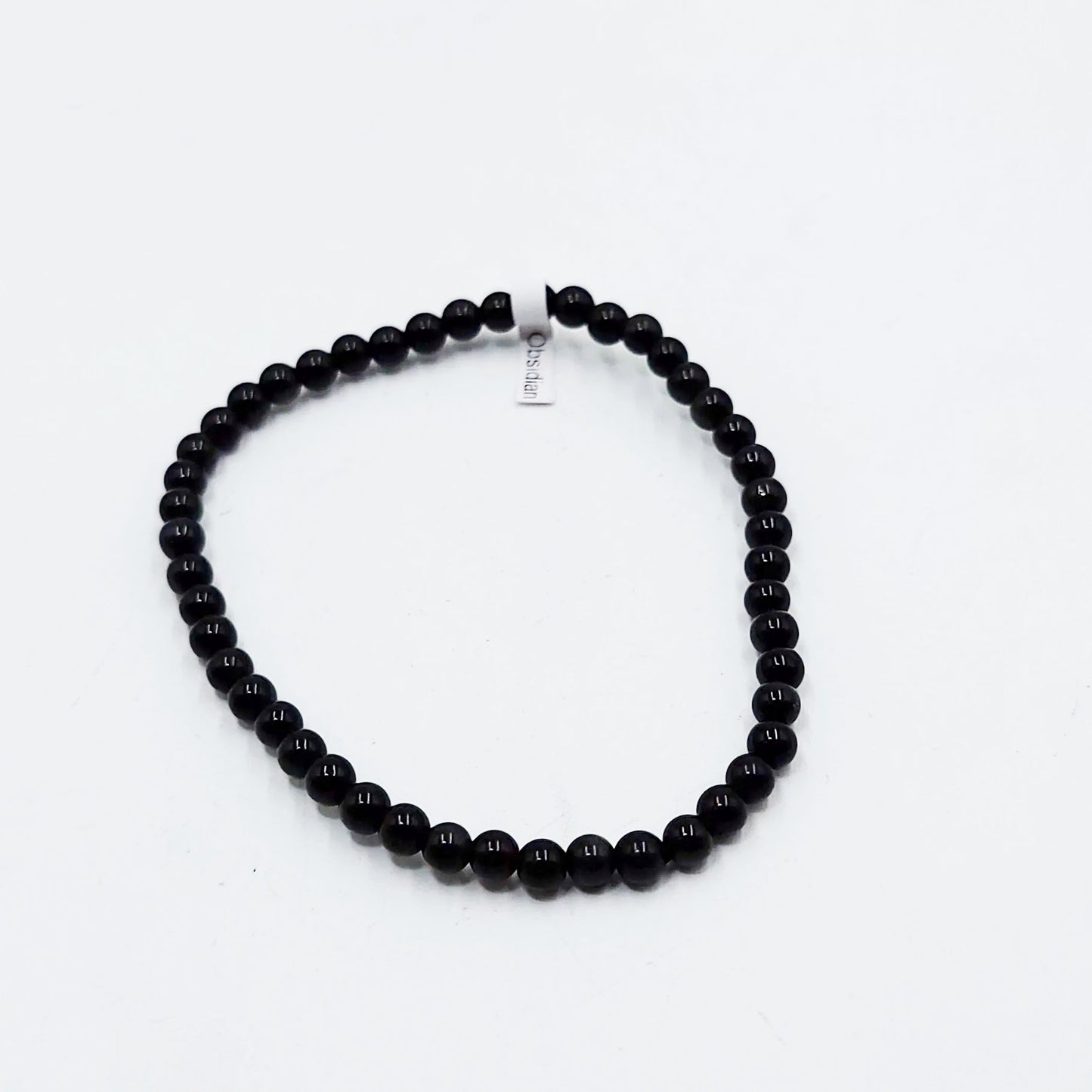 Black Obsidian Bead Bracelet 4mm