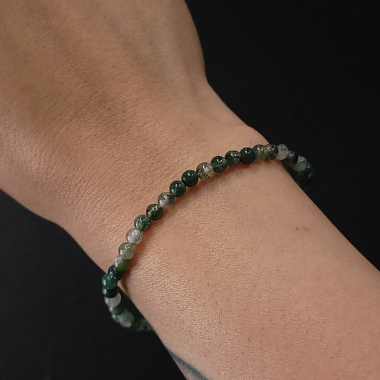 Moss Agate Bracelet 4mm Bead Bracelet - Elevated Metaphysical