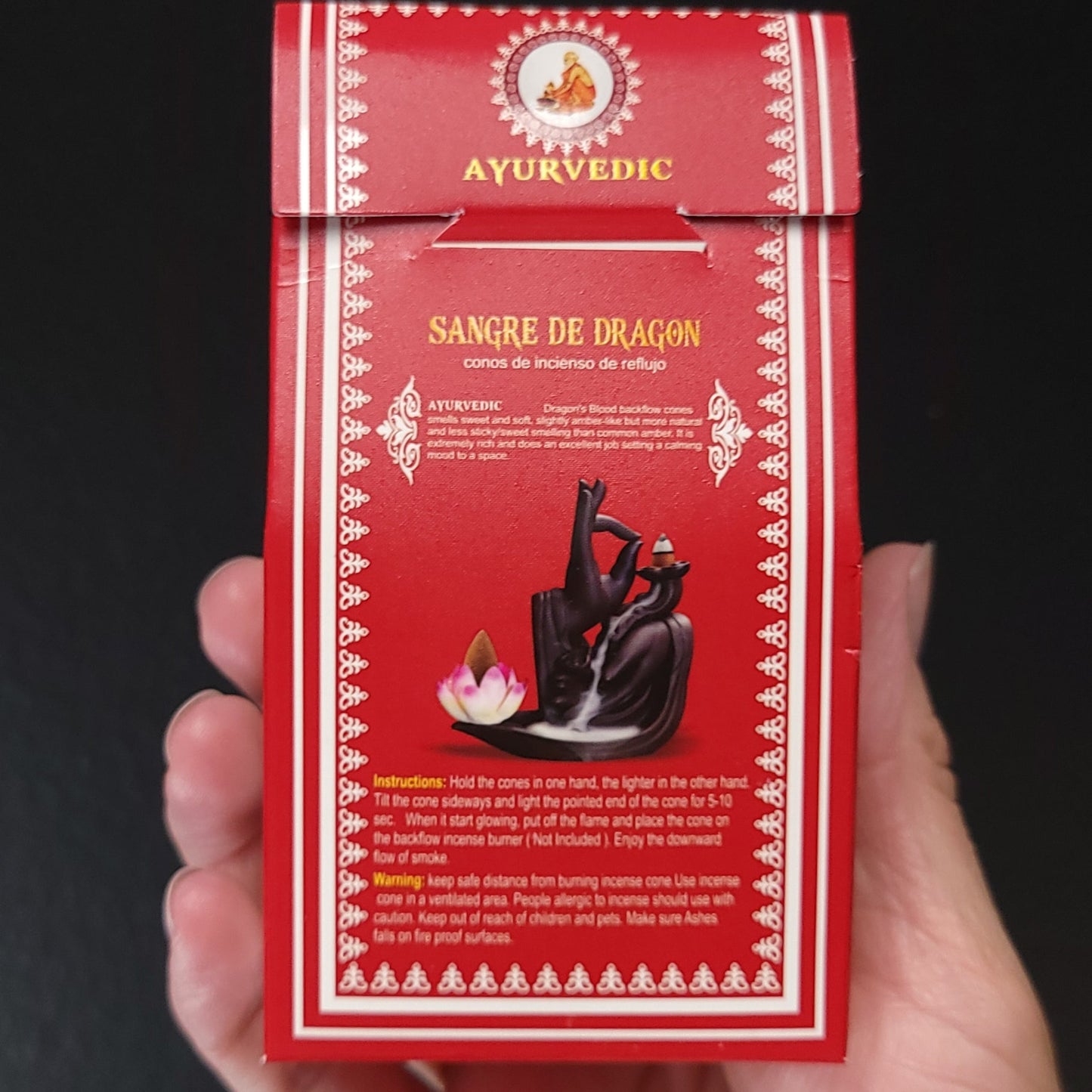 Ayurvedic Dragon's Blood Backflow Incense Cones 10 Pack