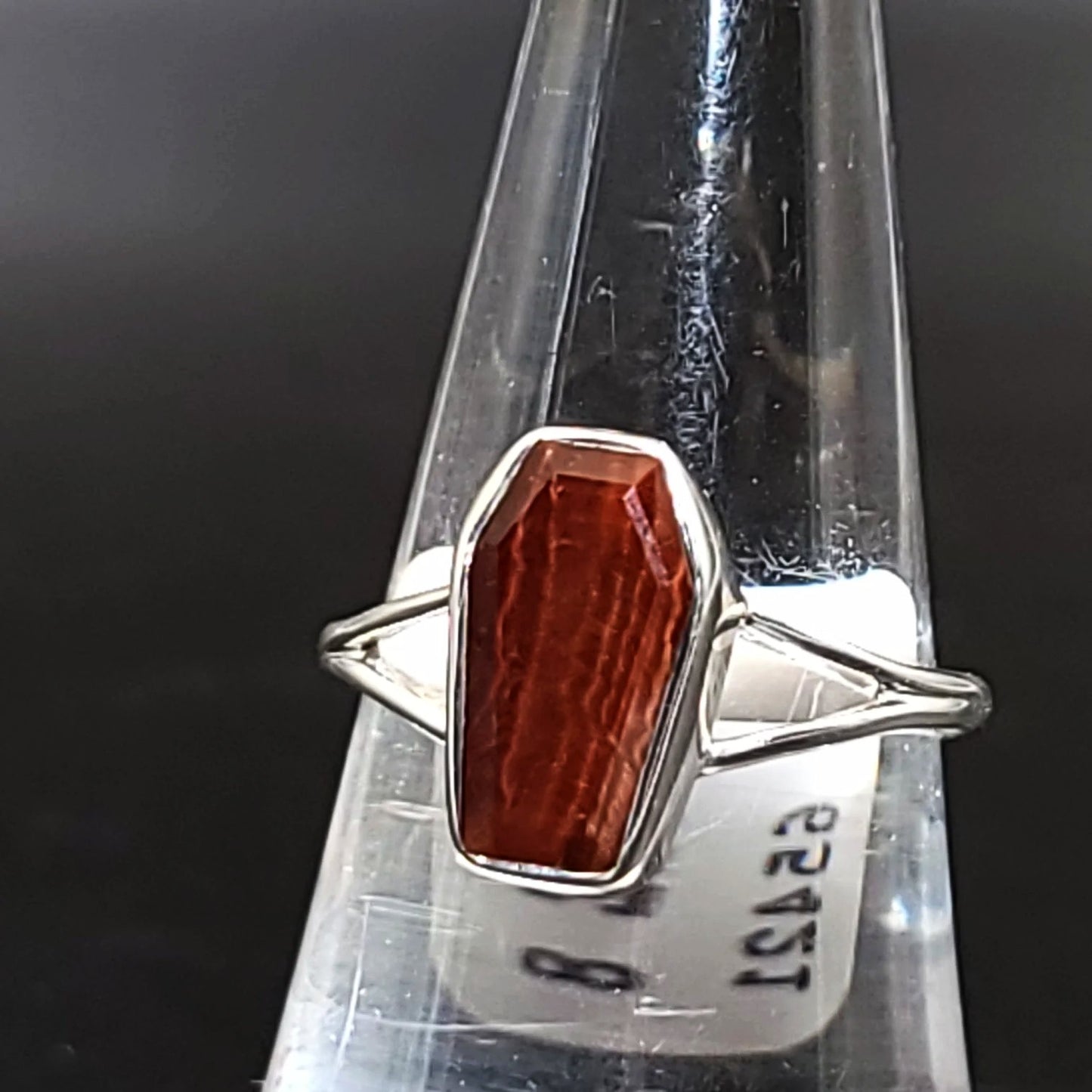 Red Tiger Eye Coffin Ring Sterling Silver Size 8 - Elevated Metaphysical