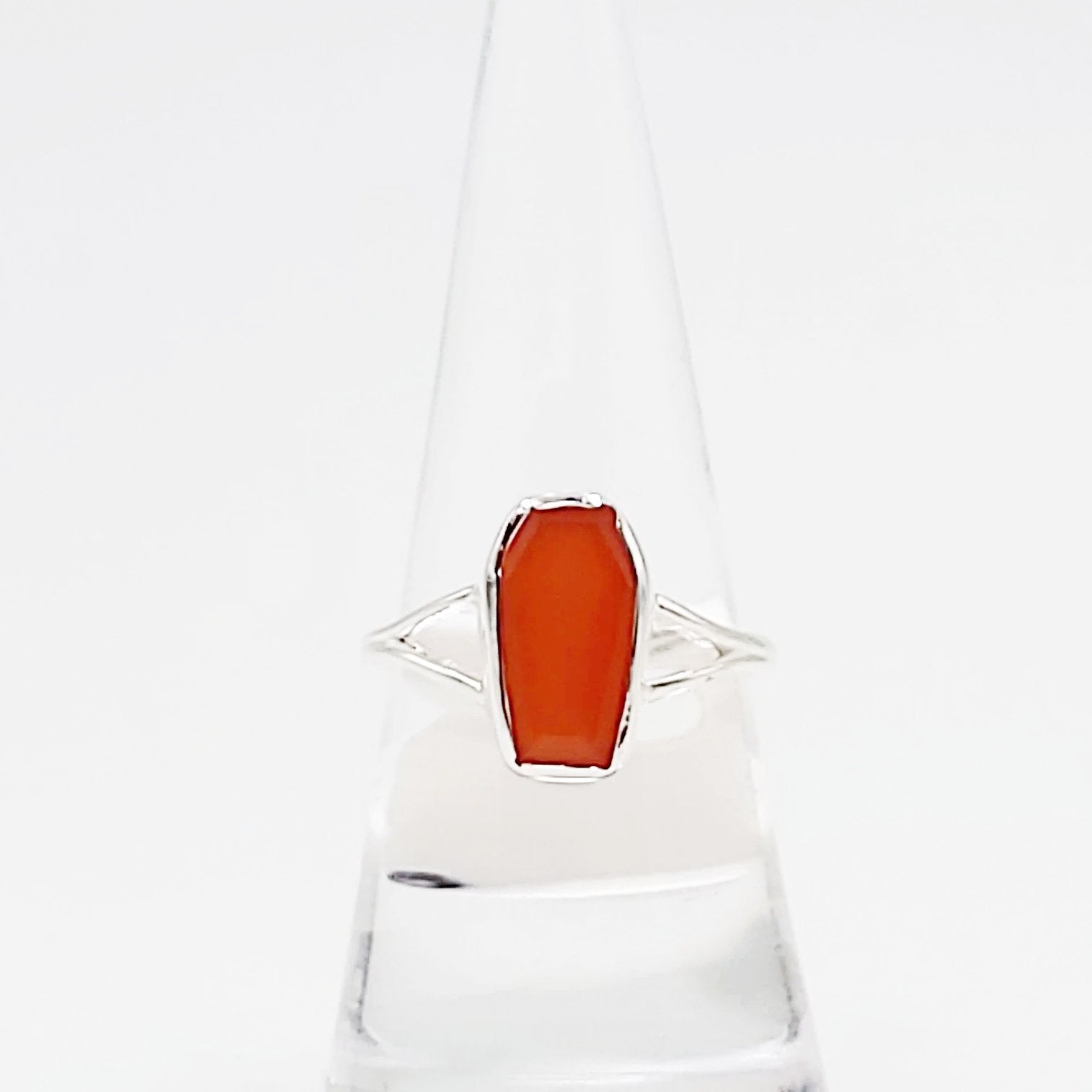 Carnelian Coffin Ring Sterling Silver Size 7 - Elevated Metaphysical