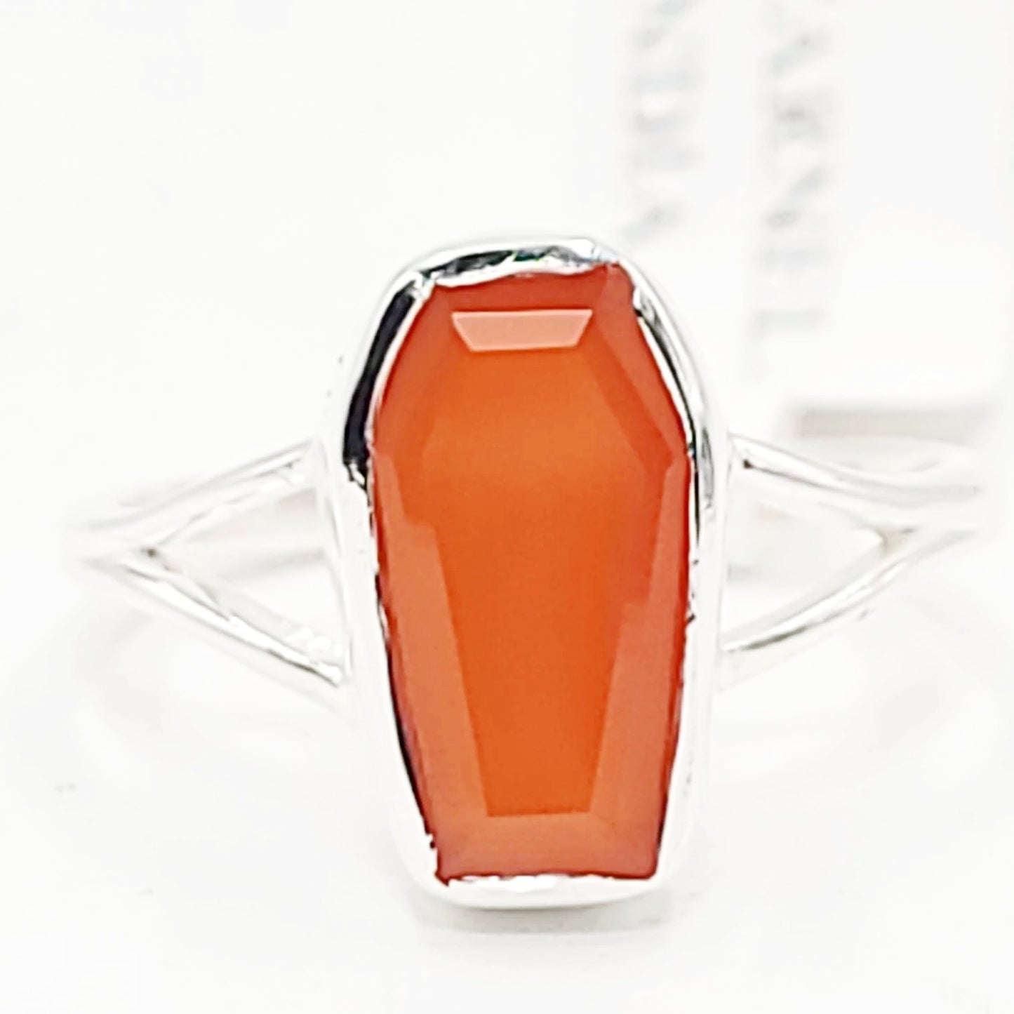 Carnelian Coffin Ring Sterling Silver Size 7 - Elevated Metaphysical