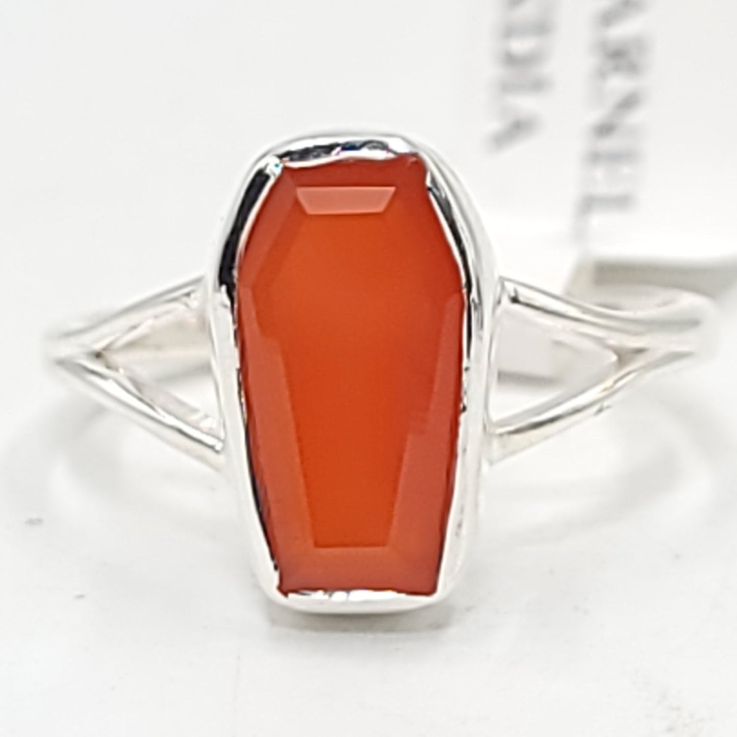 Carnelian Coffin Ring Sterling Silver Size 7 - Elevated Metaphysical