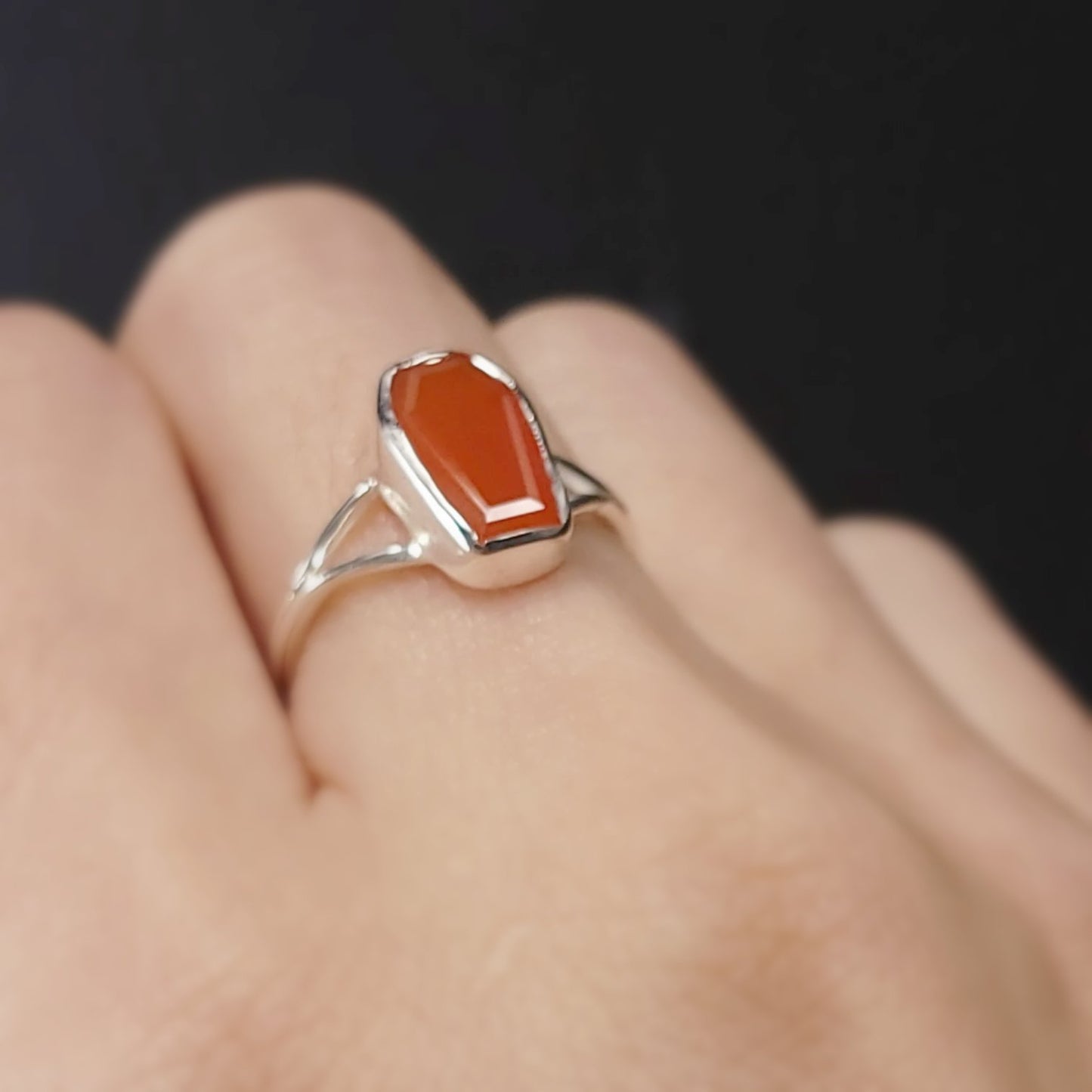 Carnelian Coffin Ring Sterling Silver Size 7 - Elevated Metaphysical